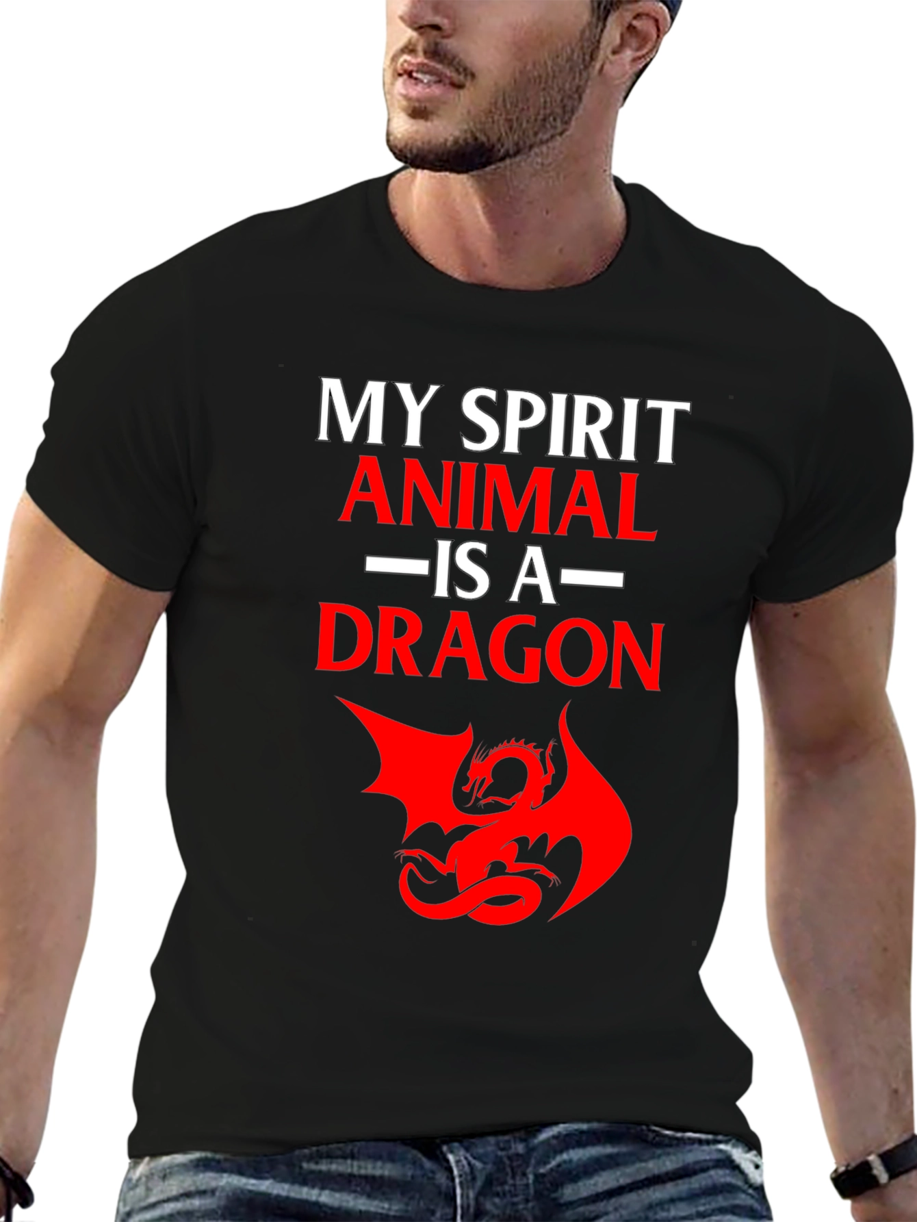 Dragon Spirit Animal T-Shirt - Black Cotton Tee