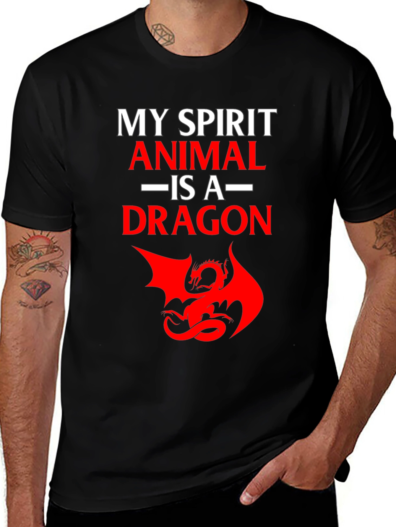 Dragon Spirit Animal T-Shirt - Black Cotton Tee