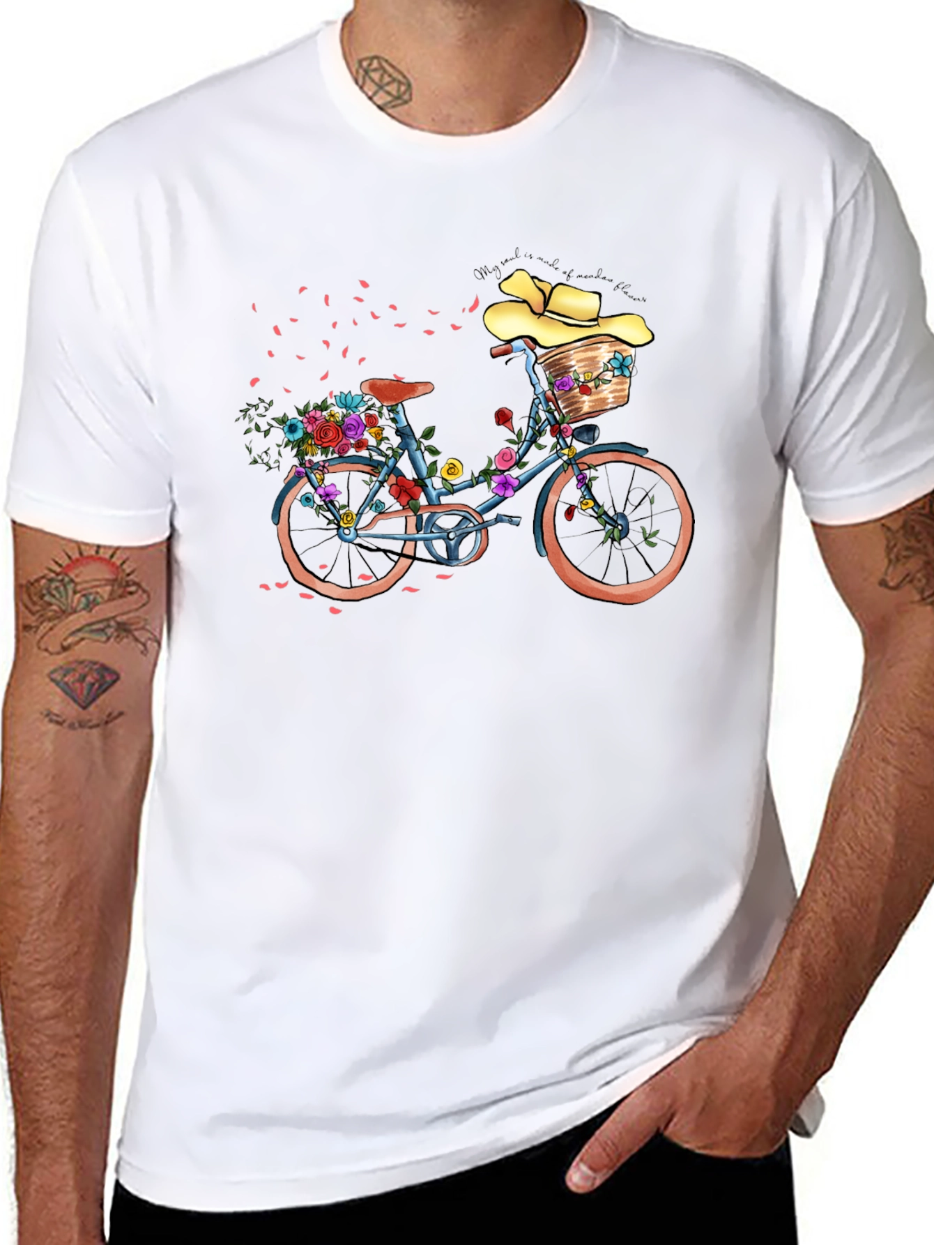 Floral Bicycle Graphic T-Shirt