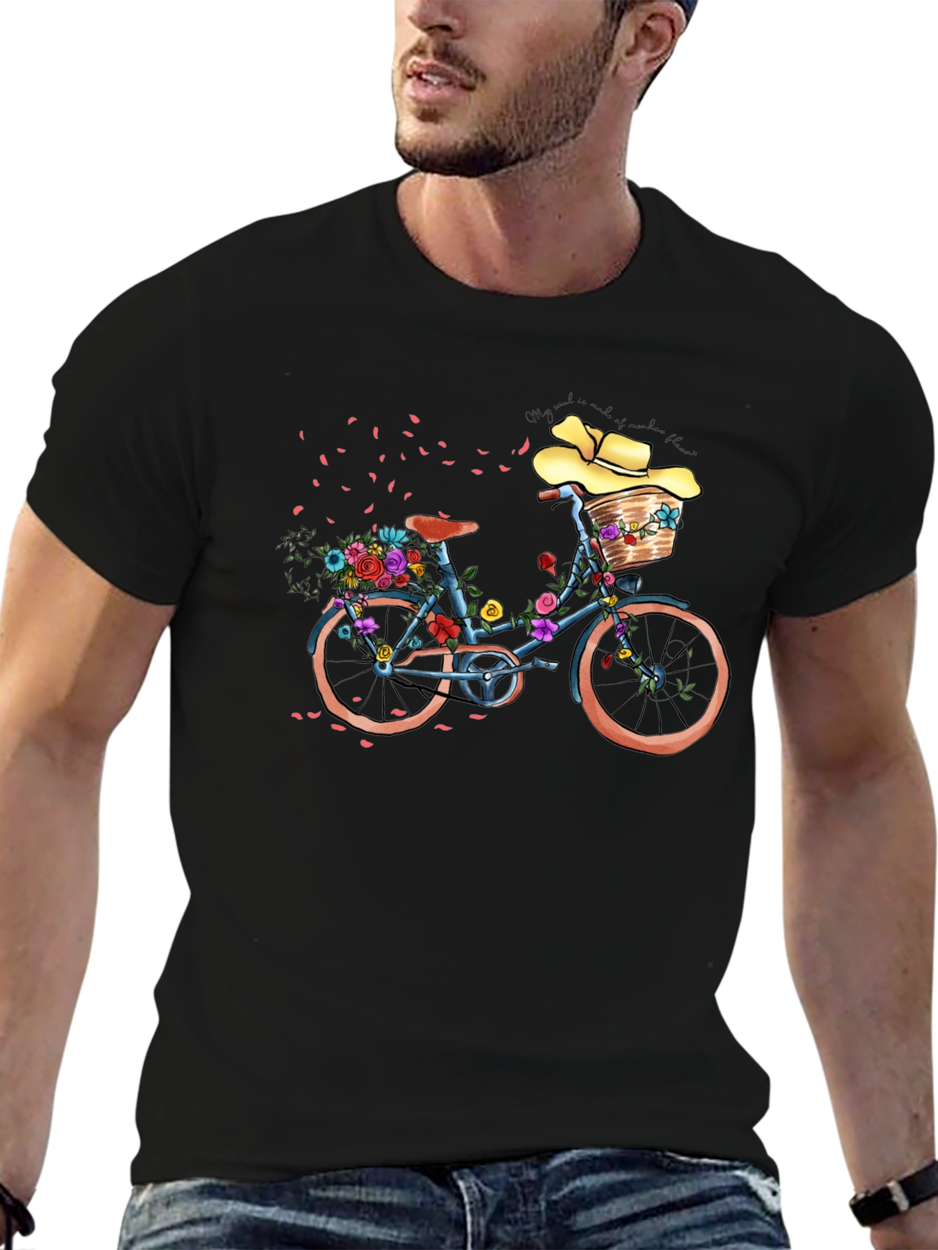Floral Bicycle Graphic T-Shirt