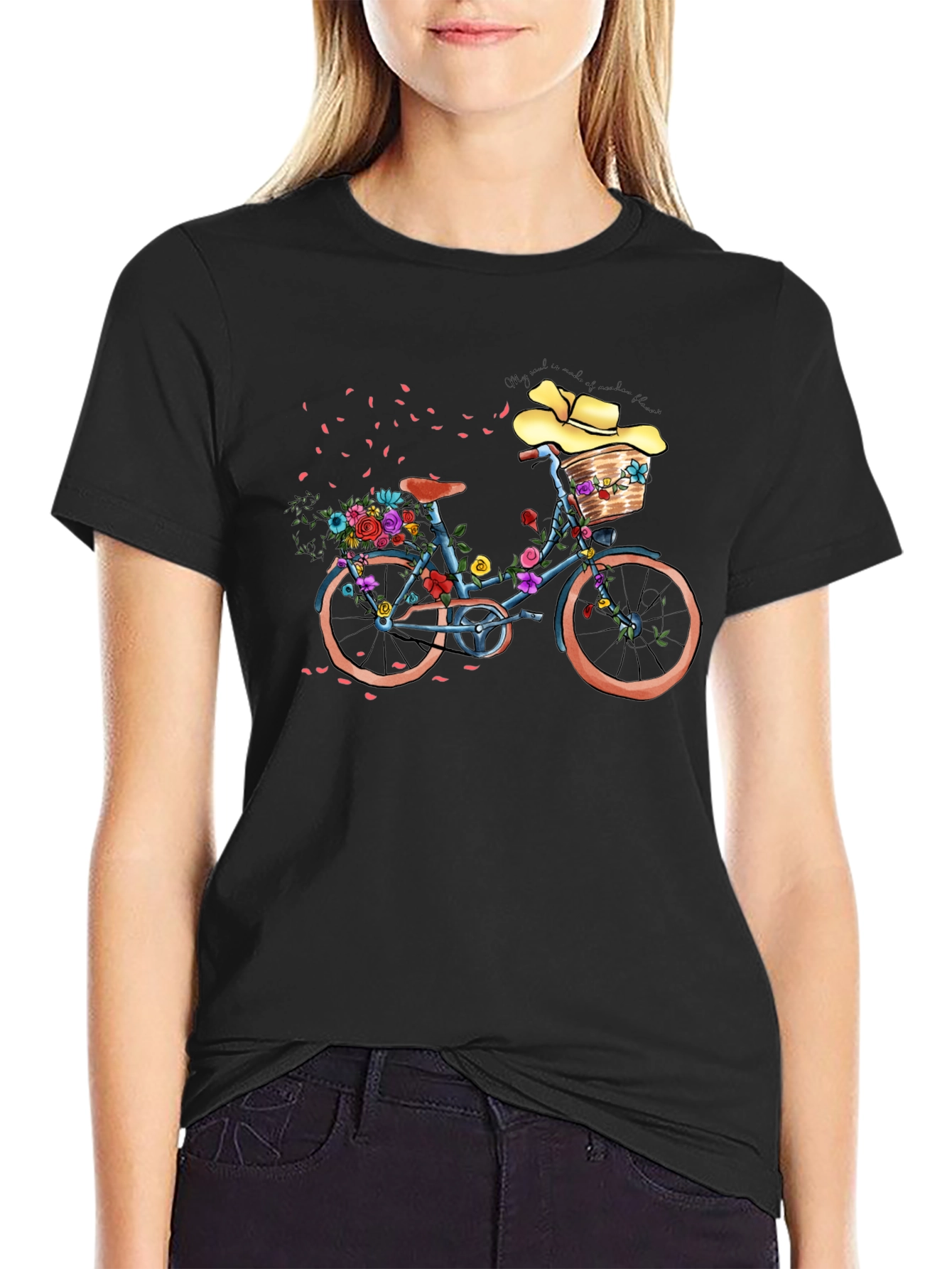 Floral Bicycle Graphic T-Shirt