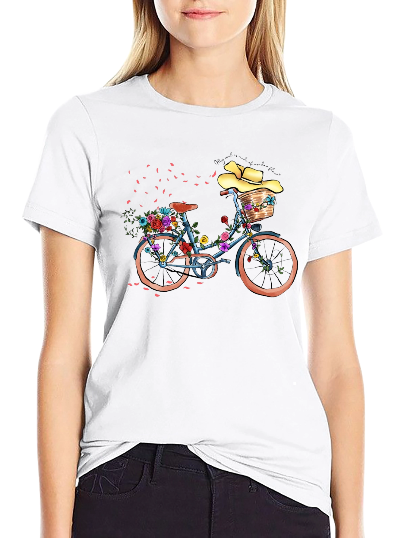 Floral Bicycle Graphic T-Shirt