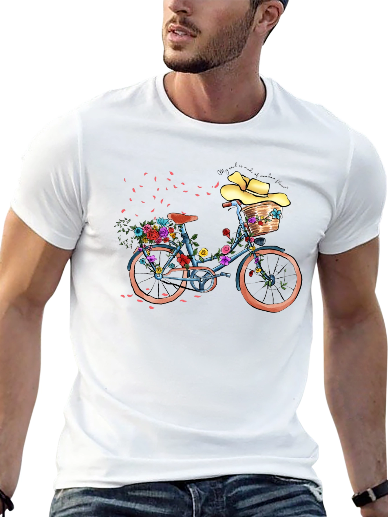 Floral Bicycle Graphic T-Shirt