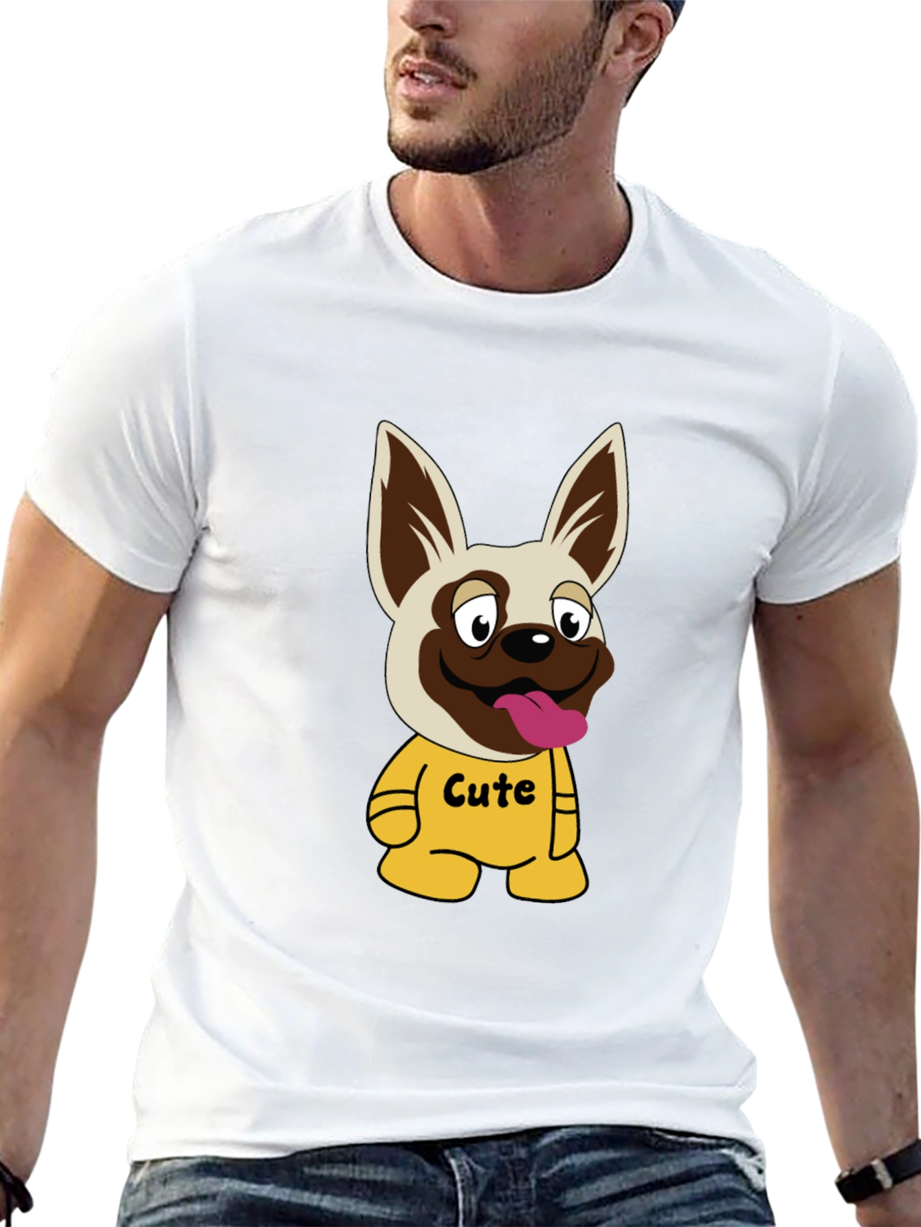 Cute Cartoon Dog Graphic T-Shirt