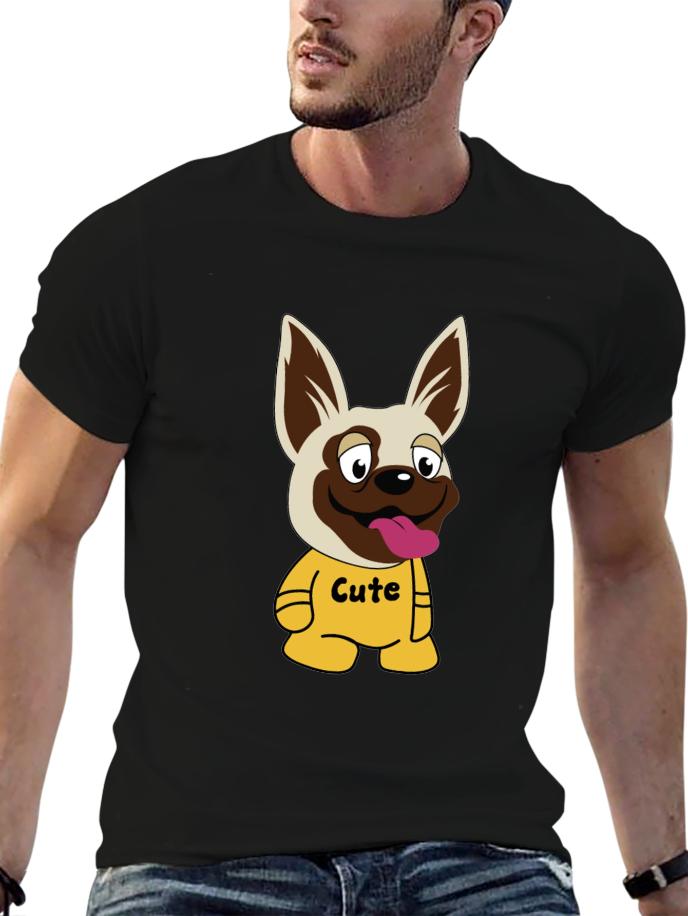 Cute Cartoon Dog Graphic T-Shirt