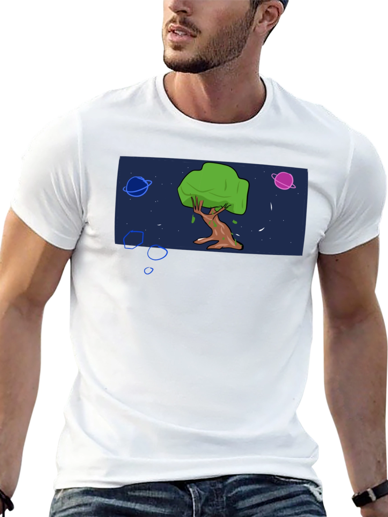 Cosmic Tree Graphic Tee - Black Cotton Blend