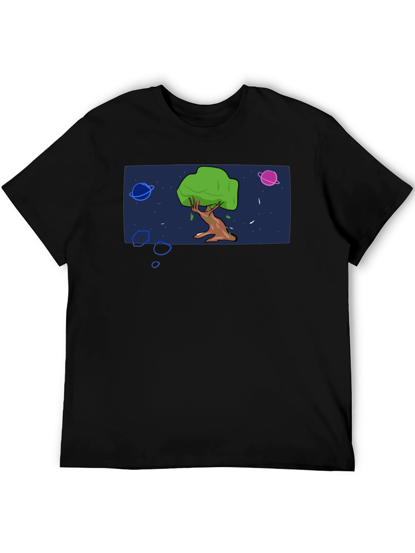 Cosmic Tree Graphic Tee - Black Cotton Blend