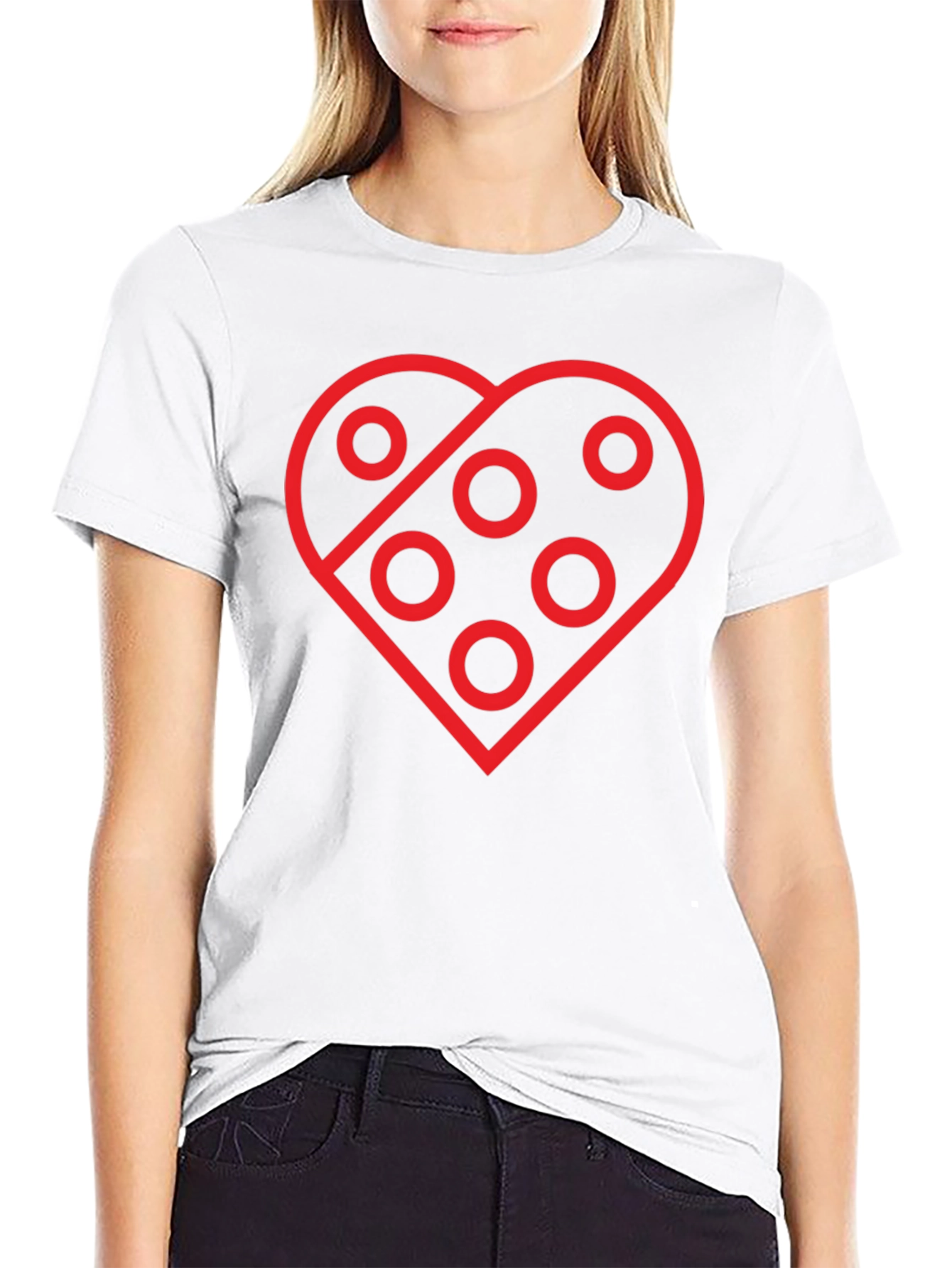 Heart with Circles Graphic T-Shirt - Black