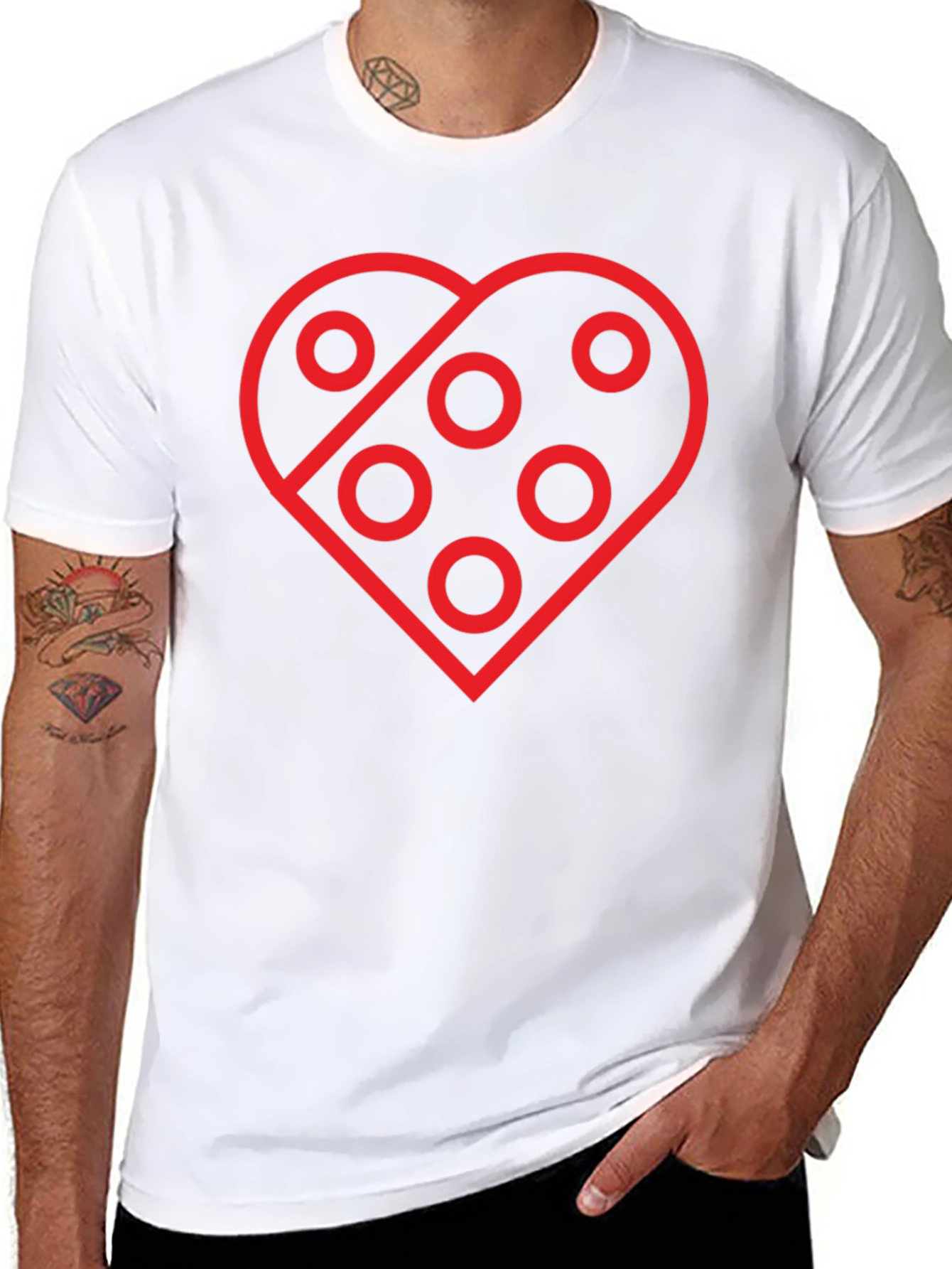 Heart with Circles Graphic T-Shirt - Black