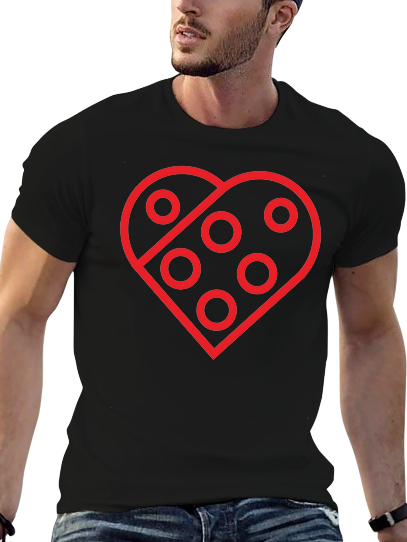 Heart with Circles Graphic T-Shirt - Black
