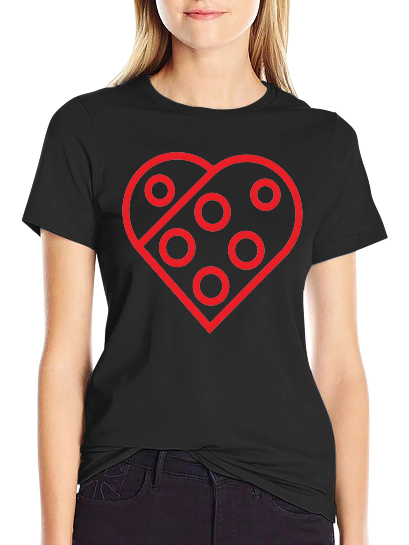 Heart with Circles Graphic T-Shirt - Black