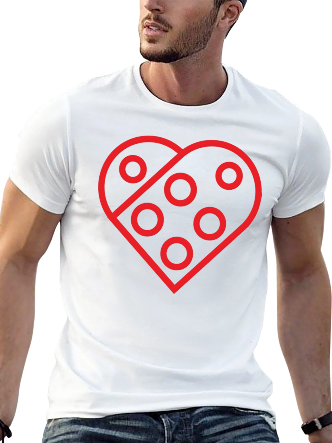 Heart with Circles Graphic T-Shirt - Black