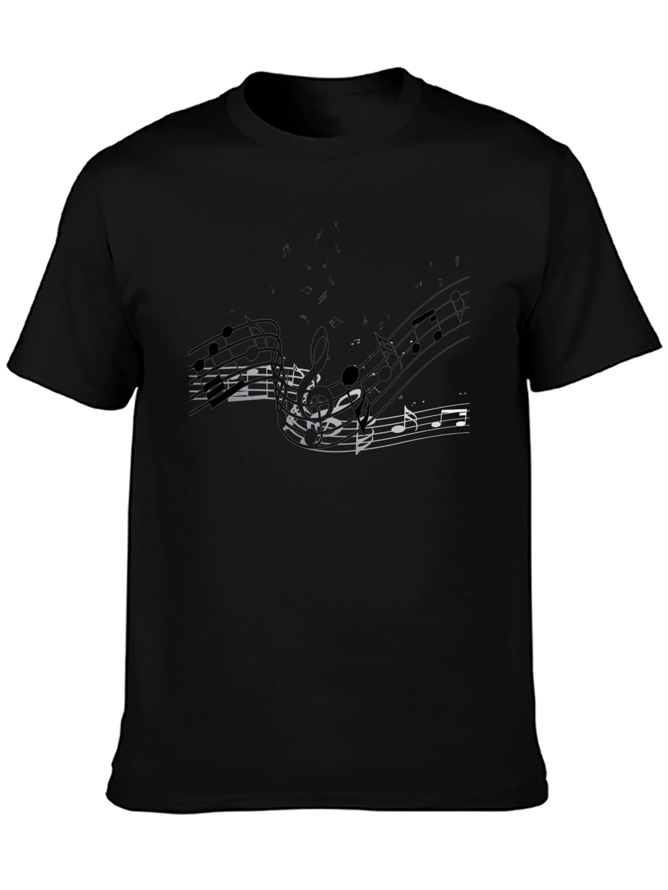 Musical Notes Graphic Tee - Black