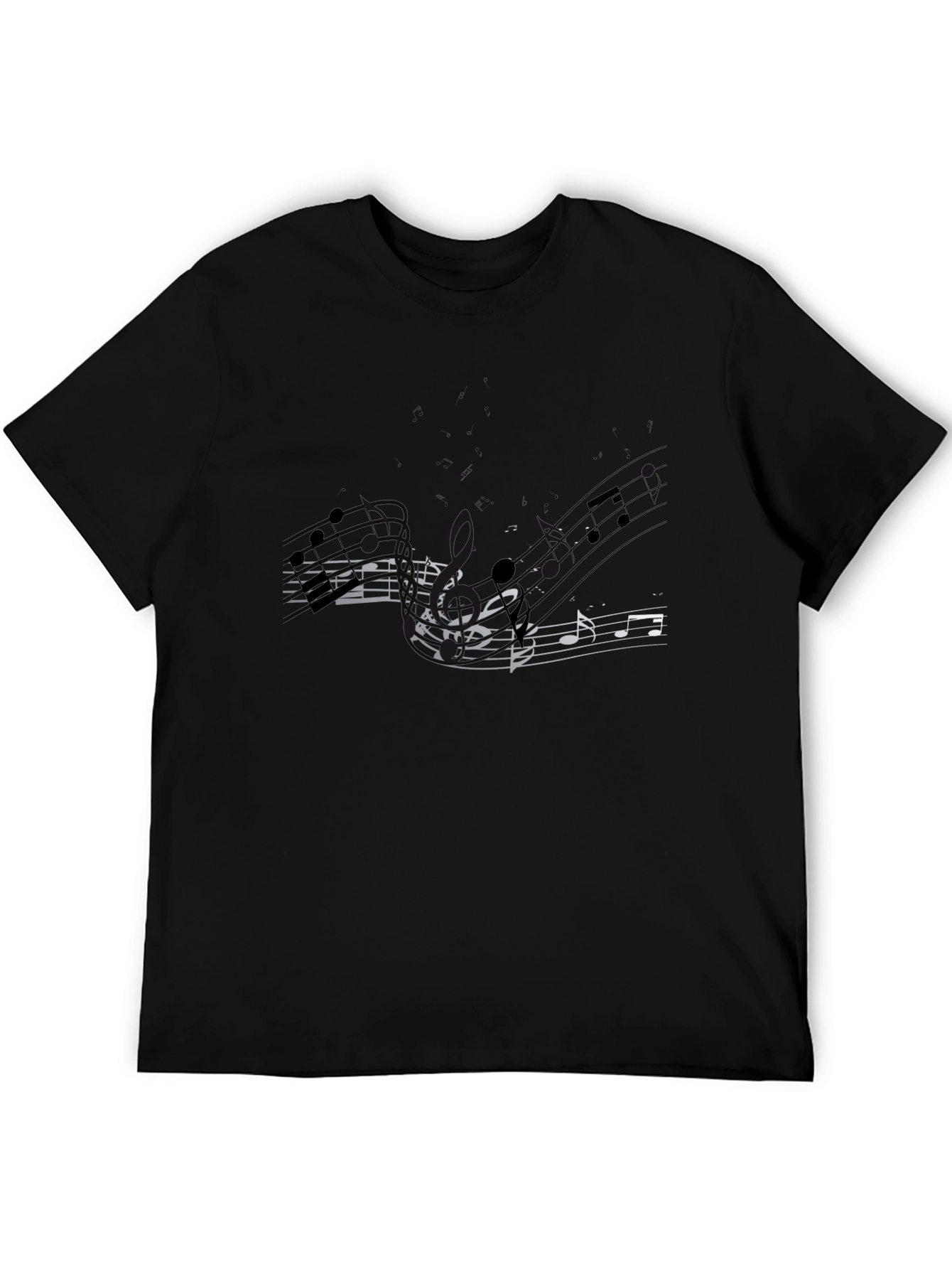 Musical Notes Graphic Tee - Black