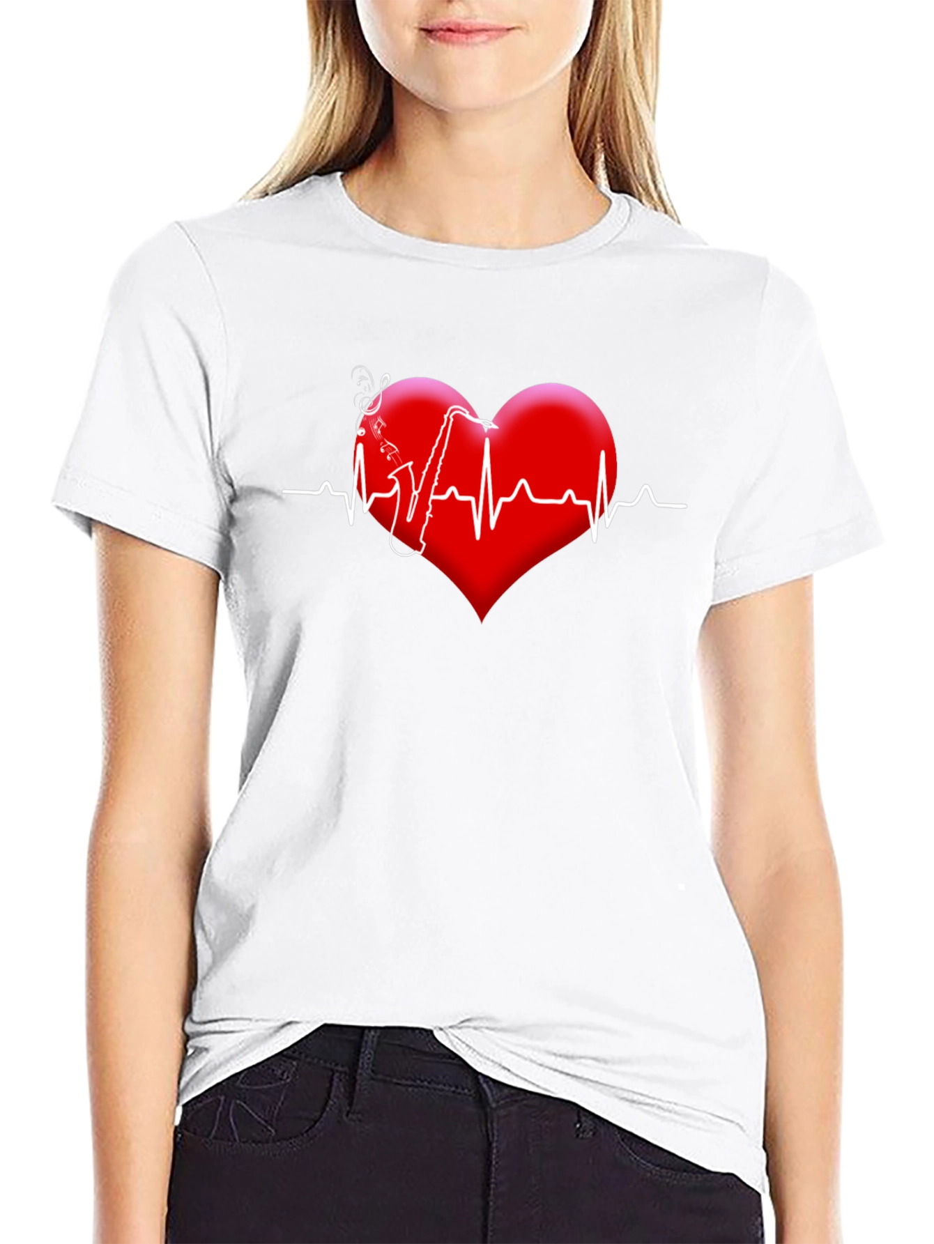 Saxophone Heartbeat Graphic Tee