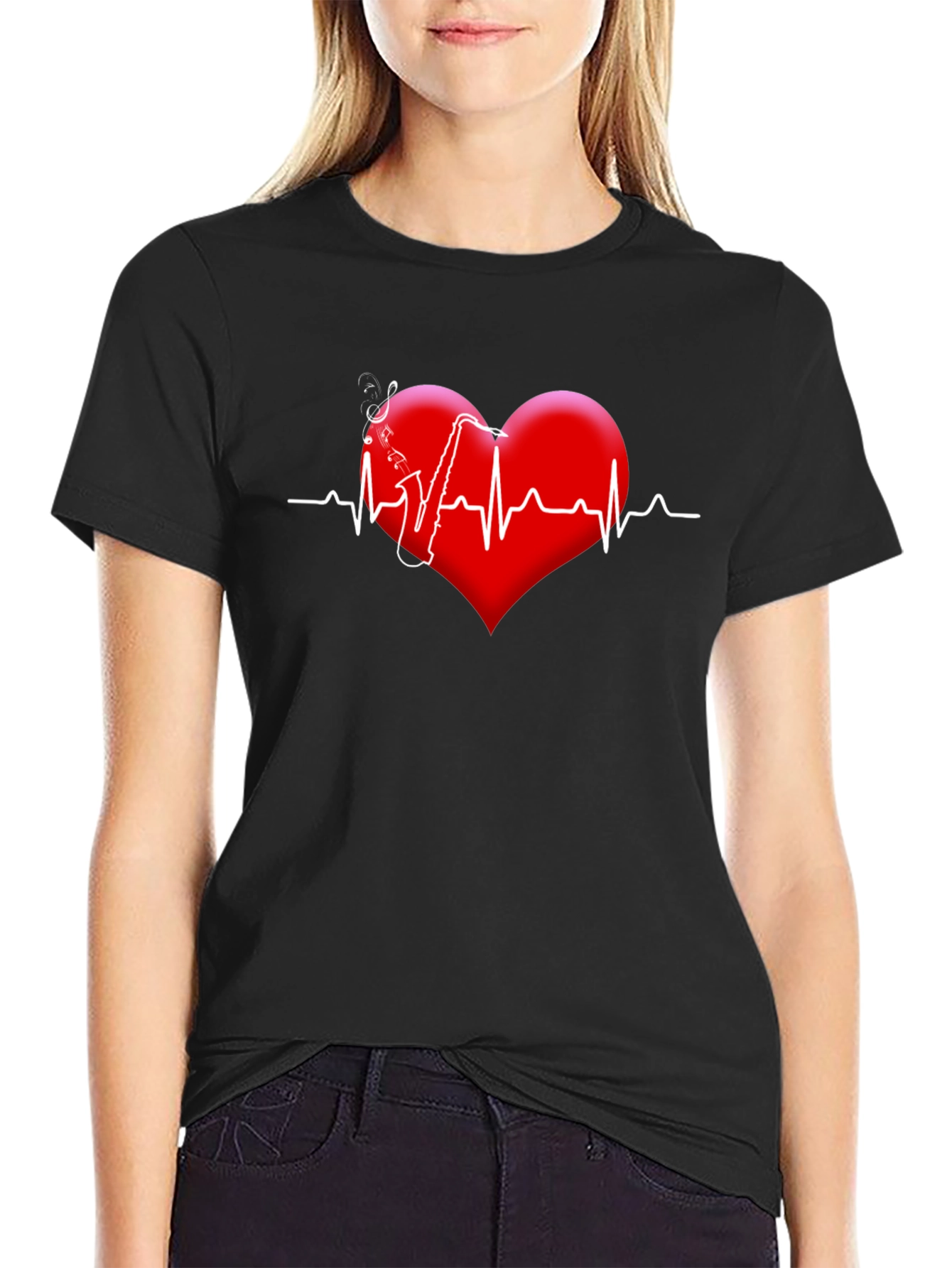 Saxophone Heartbeat Graphic Tee