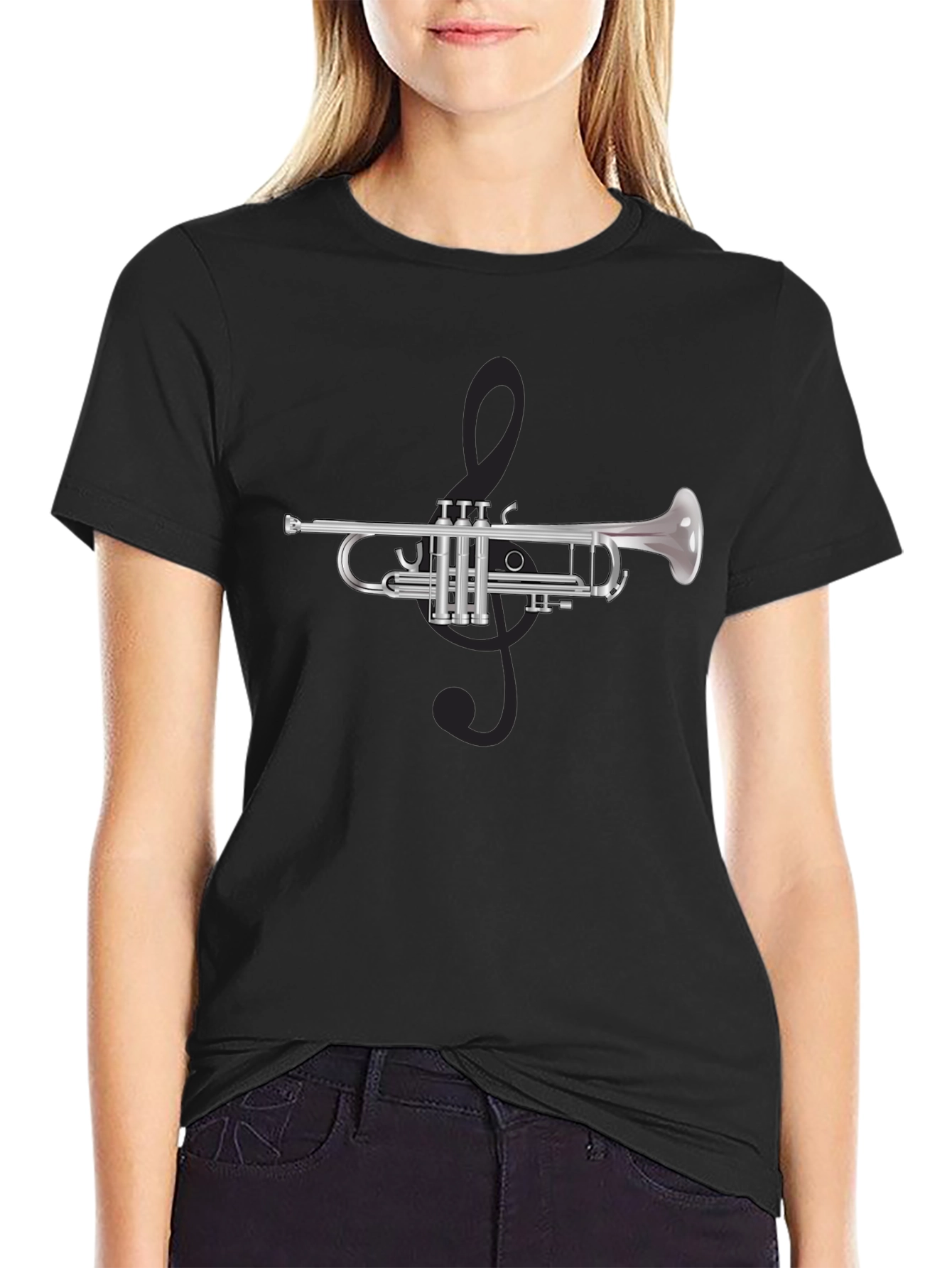 Trumpet Music Tee - Black Cotton Blend