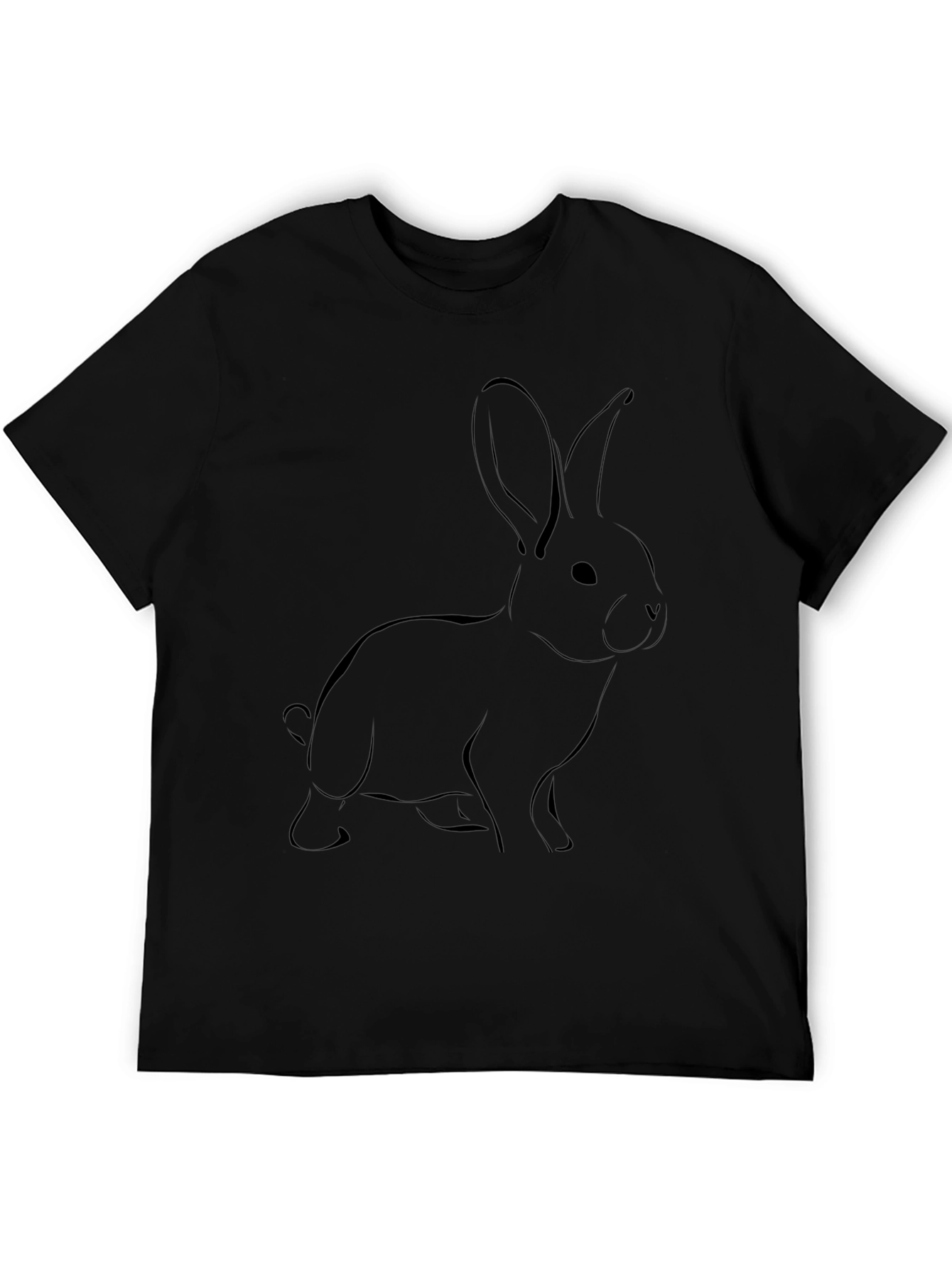 Mens Black Rabbit Graphic Tee - Casual Comfort