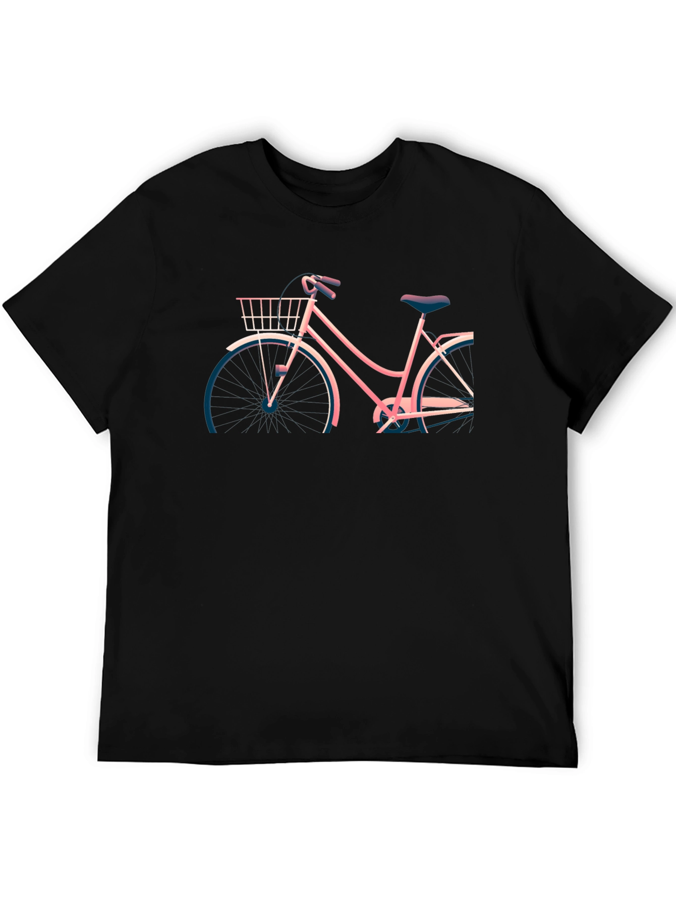Retro Bicycle Graphic Tee - Black Cotton T-Shirt