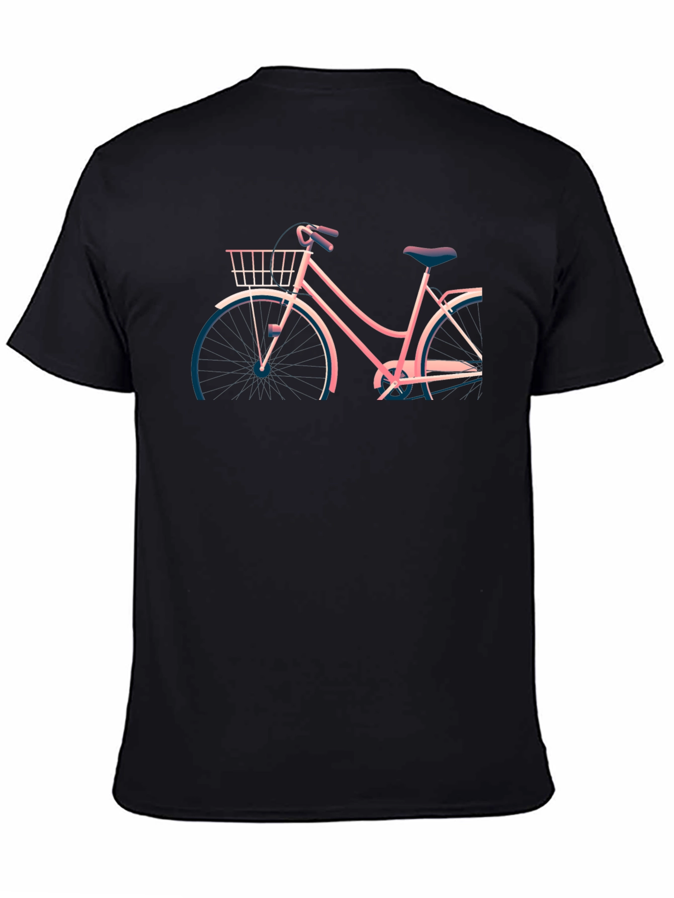 Retro Bicycle Graphic Tee - Black Cotton T-Shirt
