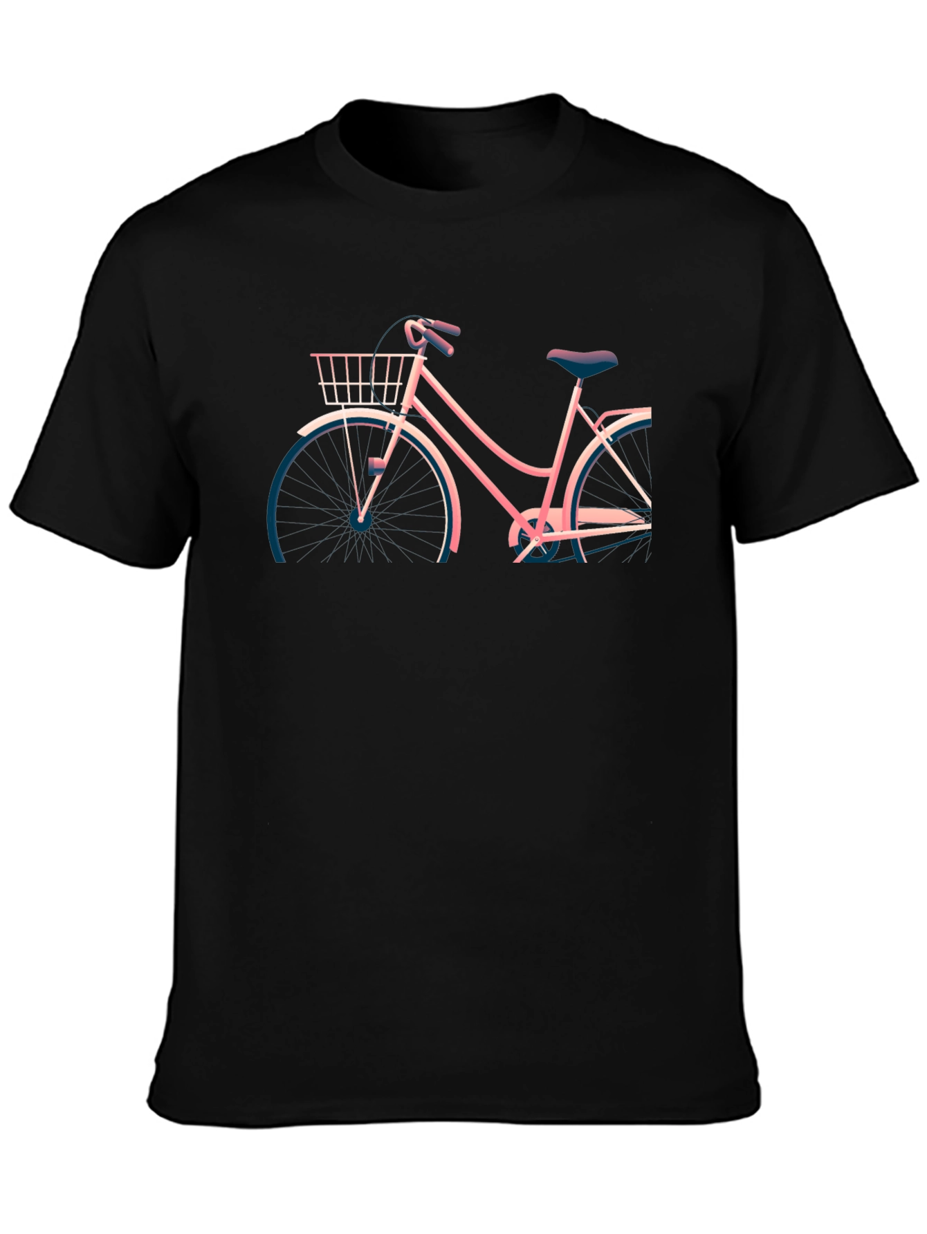 Retro Bicycle Graphic Tee - Black Cotton T-Shirt