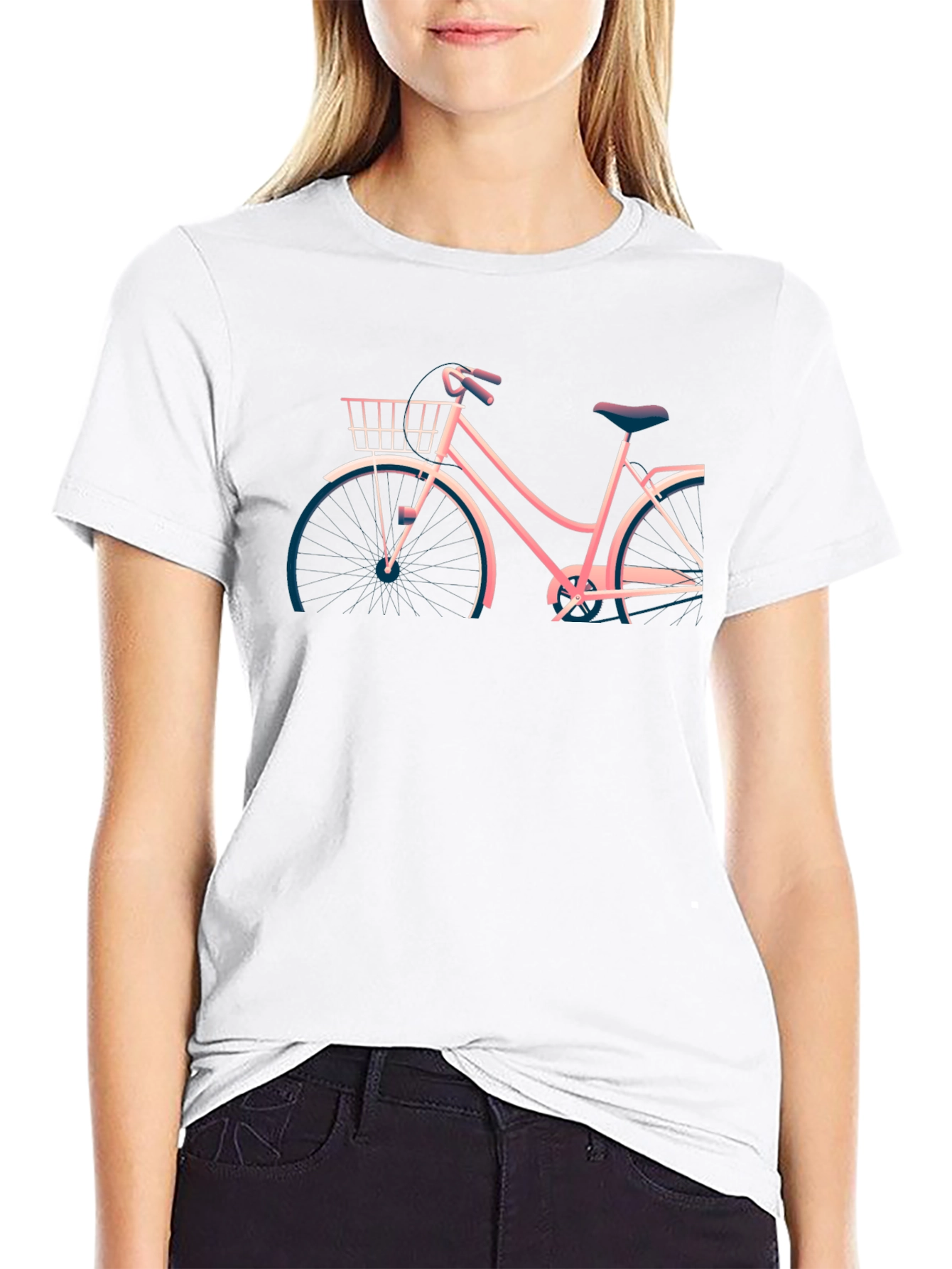 Retro Bicycle Graphic Tee - Black Cotton T-Shirt