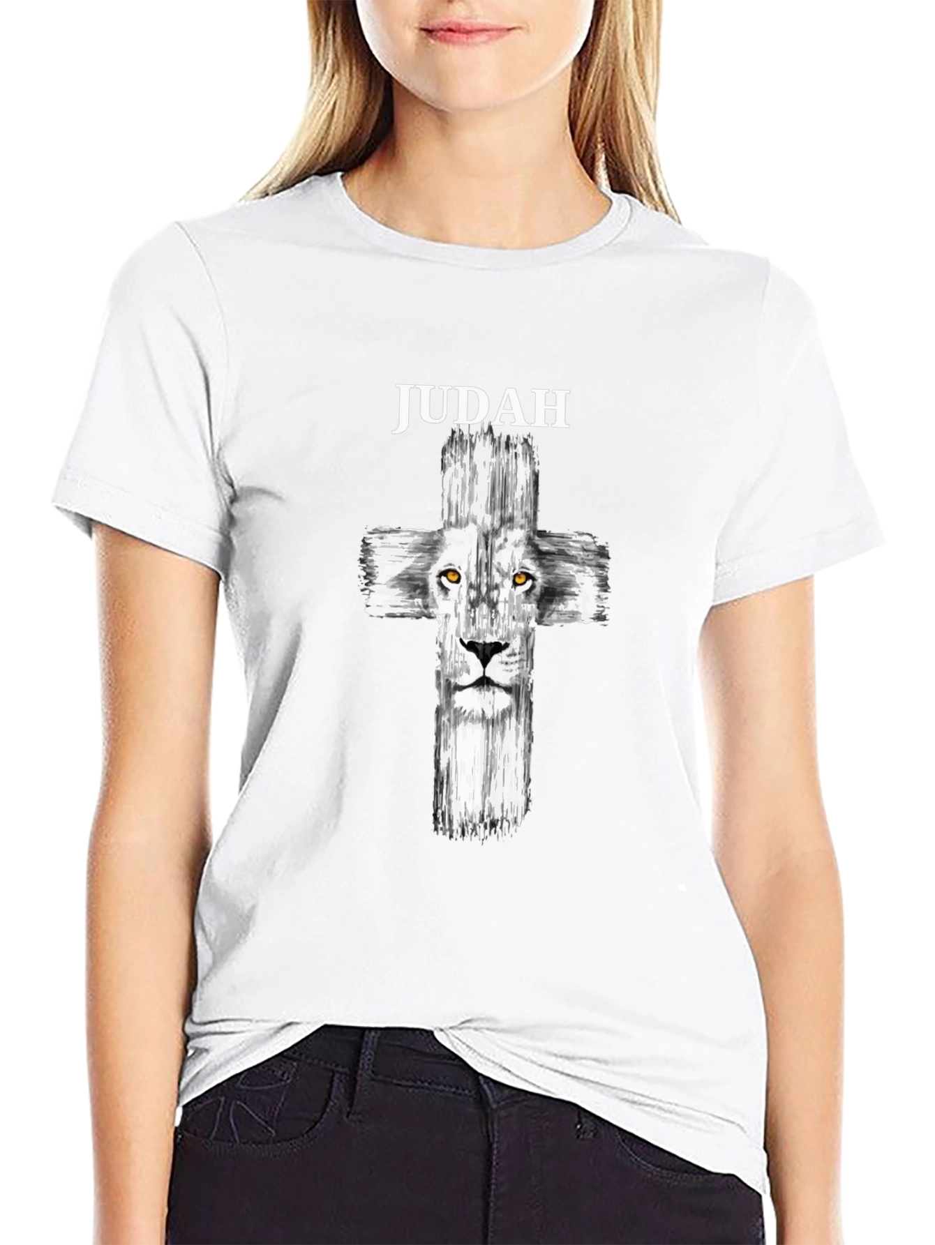 Judah Lion Cross Graphic T-Shirt - Black