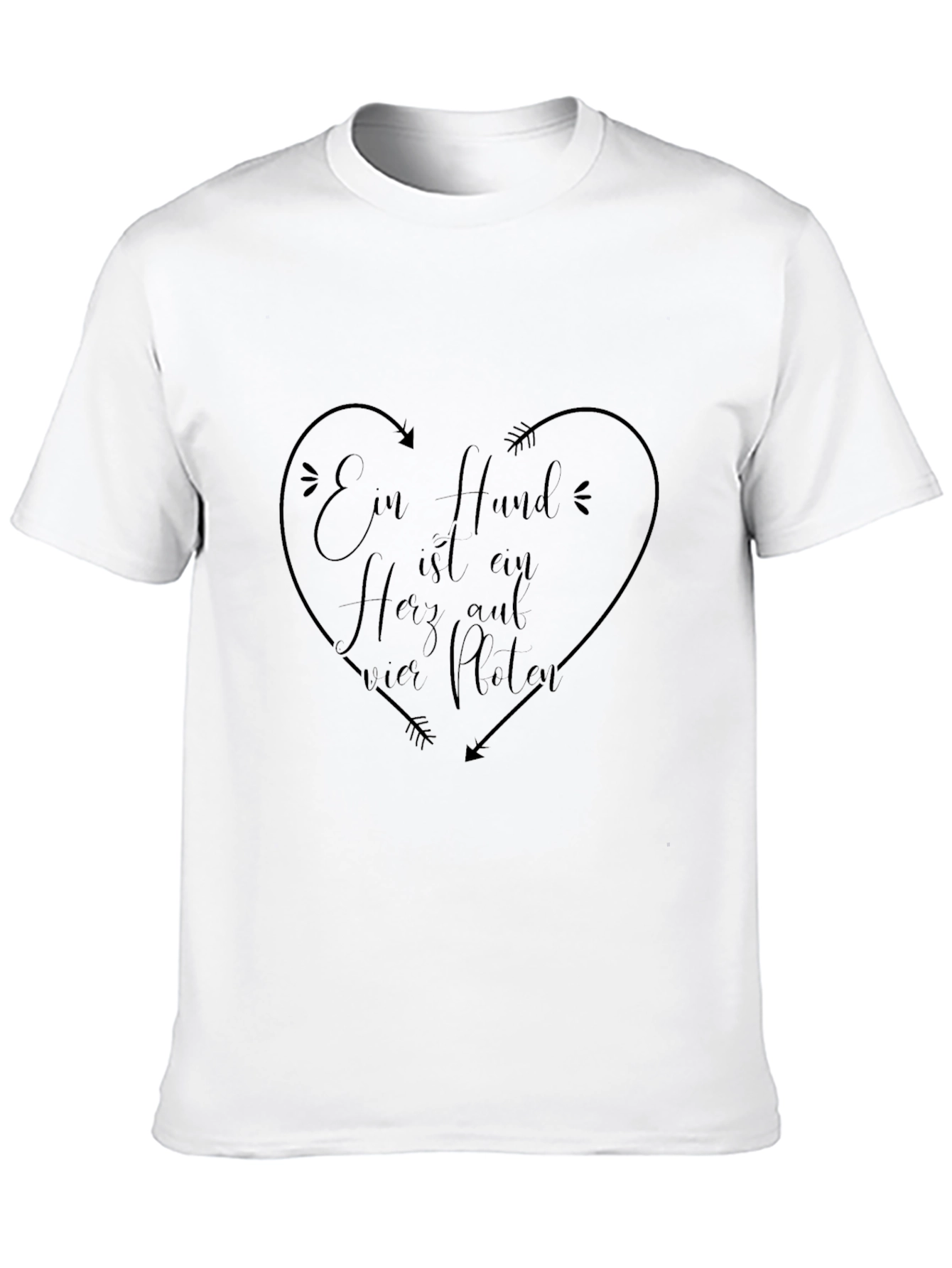 Mens Black T-Shirt with Dog Heart Graphic