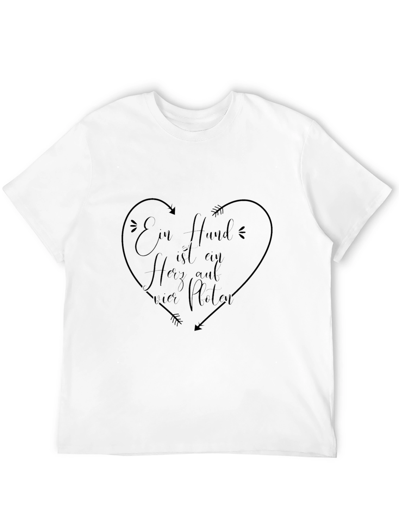 Mens Black T-Shirt with Dog Heart Graphic