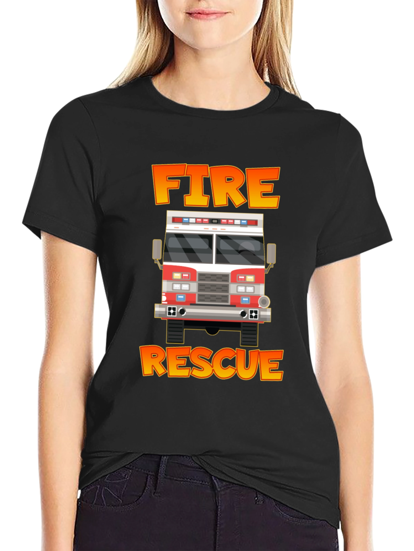 Fire Rescue Truck Graphic Tee - Bold Design