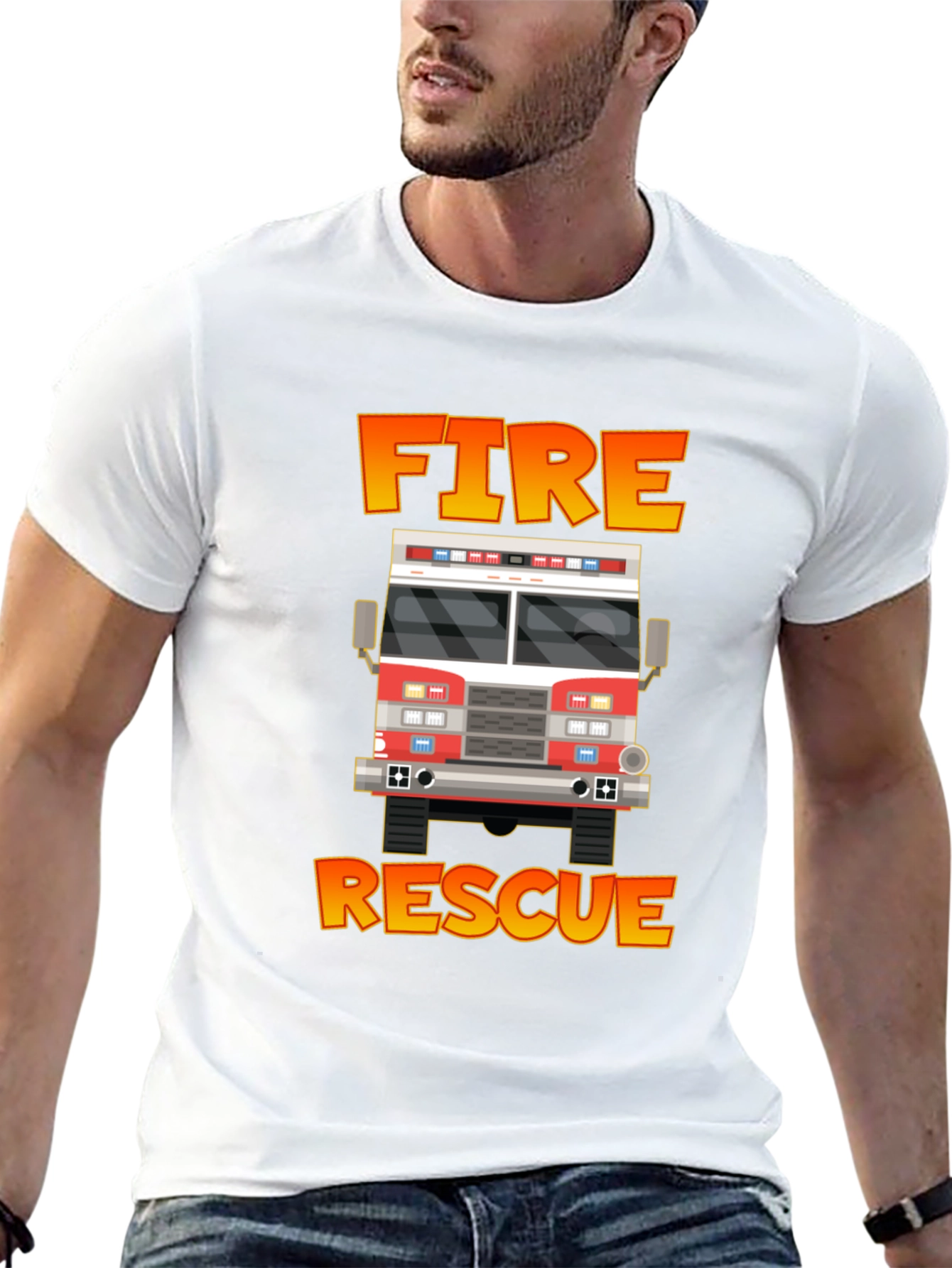 Fire Rescue Truck Graphic Tee - Bold Design