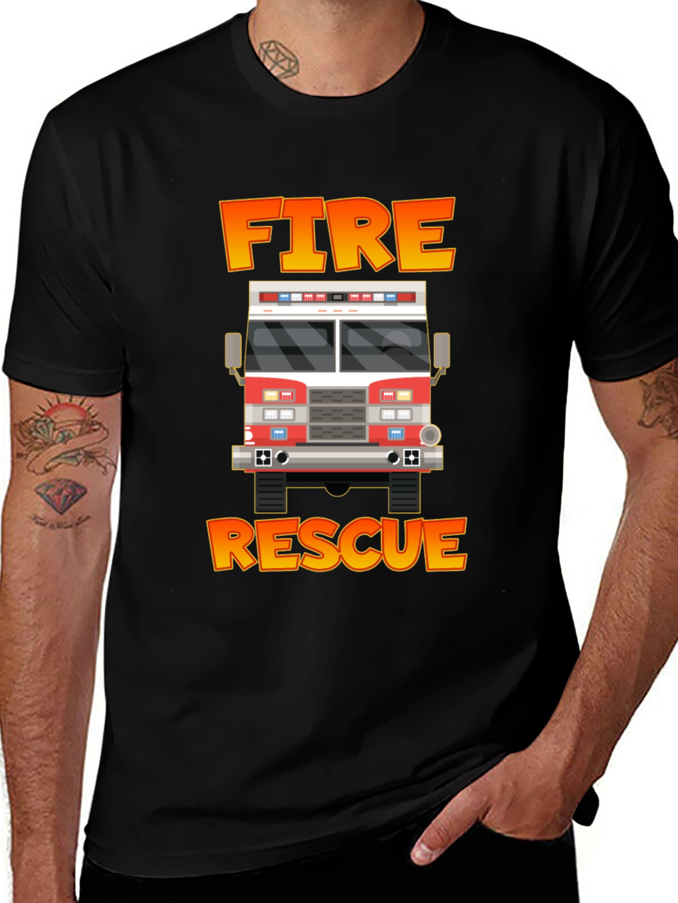 Fire Rescue Truck Graphic Tee - Bold Design
