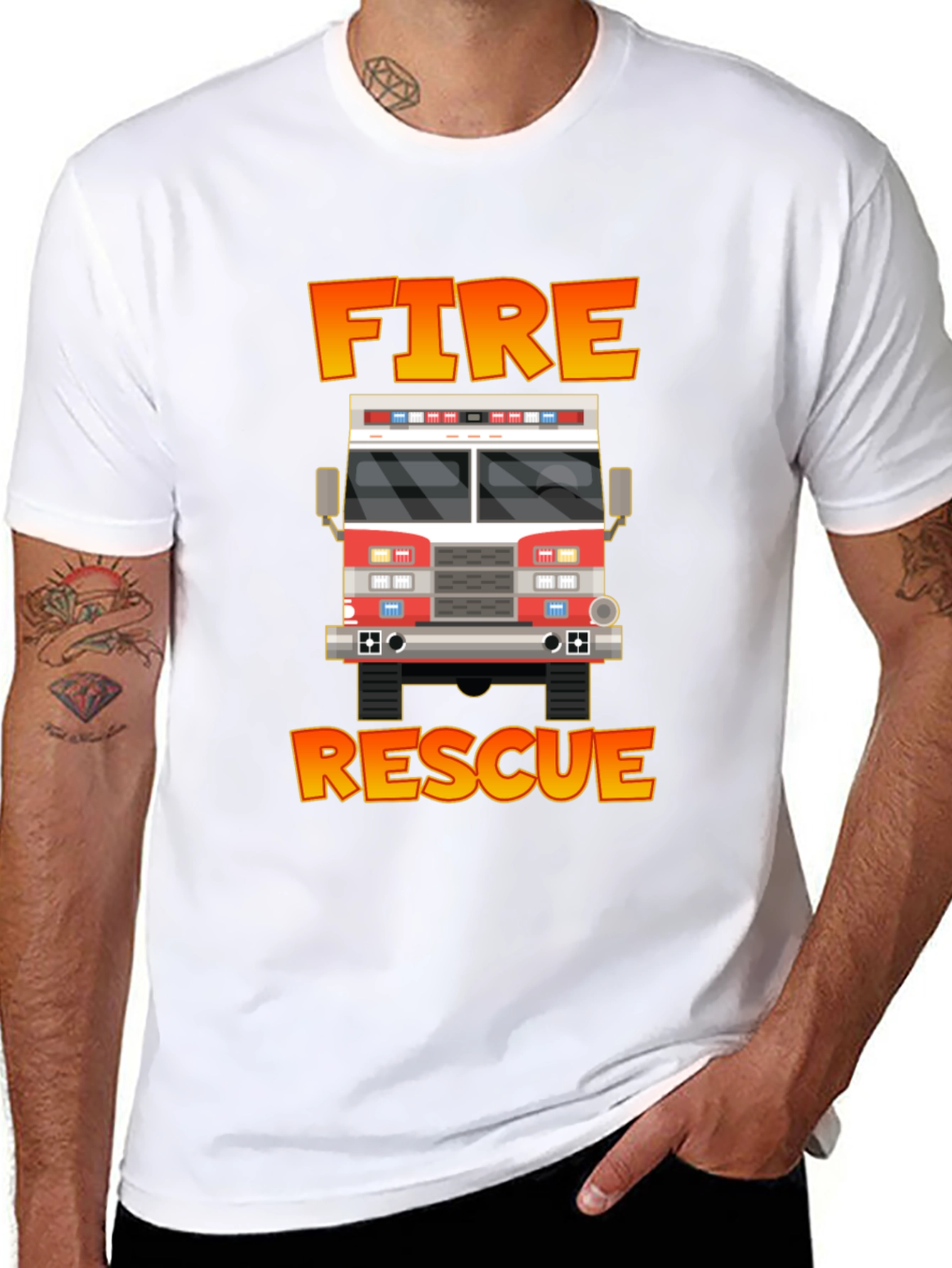 Fire Rescue Truck Graphic Tee - Bold Design