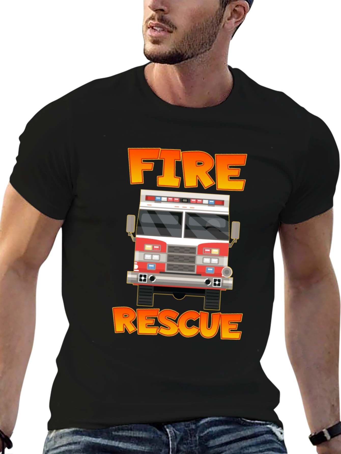 Fire Rescue Truck Graphic Tee - Bold Design