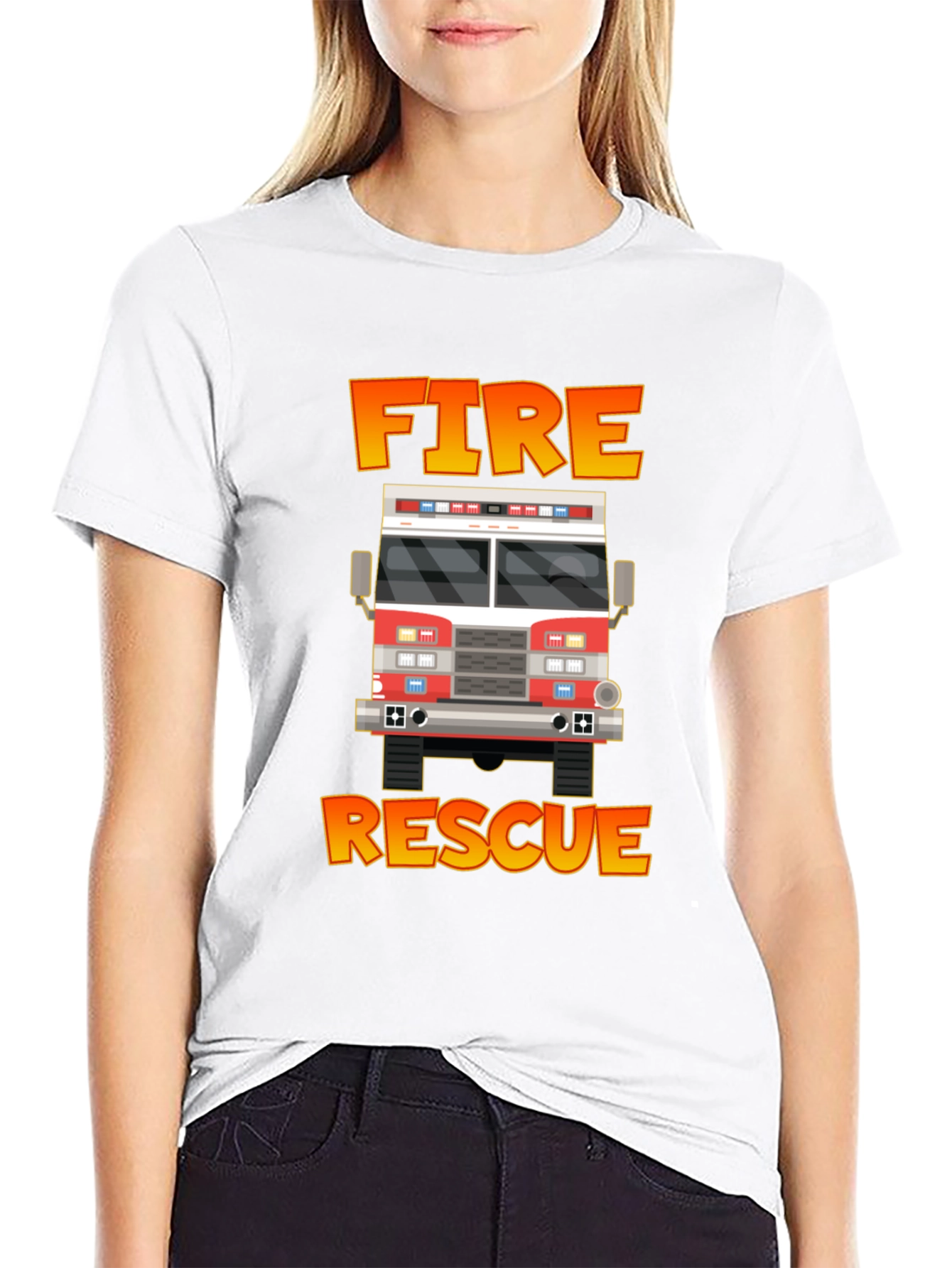 Fire Rescue Truck Graphic Tee - Bold Design
