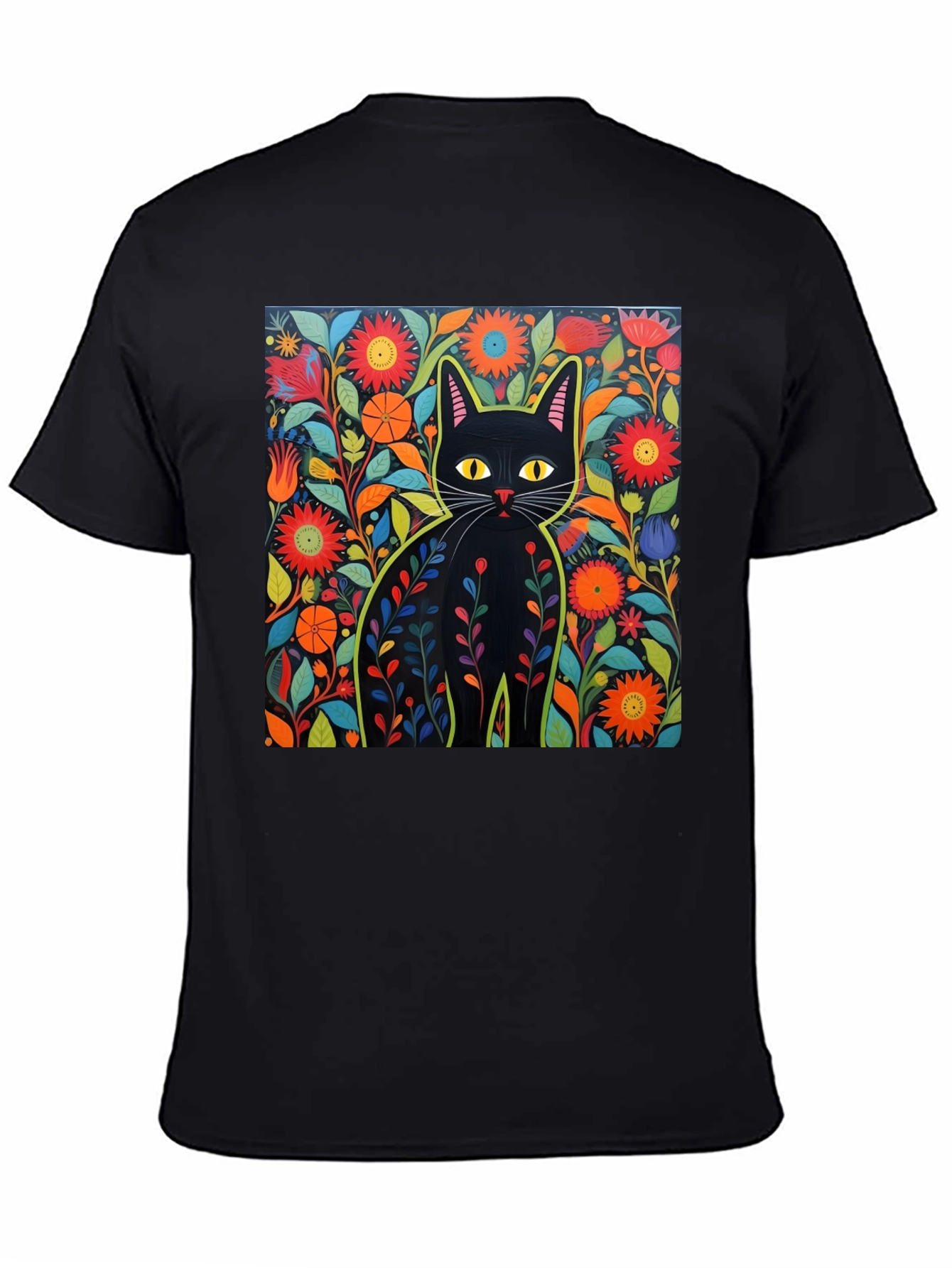Floral Cat Graphic Tee - Unique Design