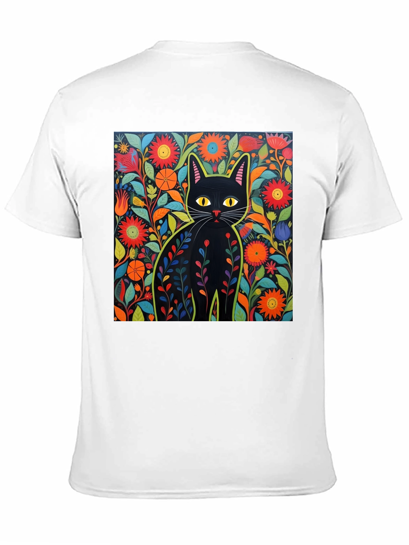 Floral Cat Graphic Tee - Unique Design