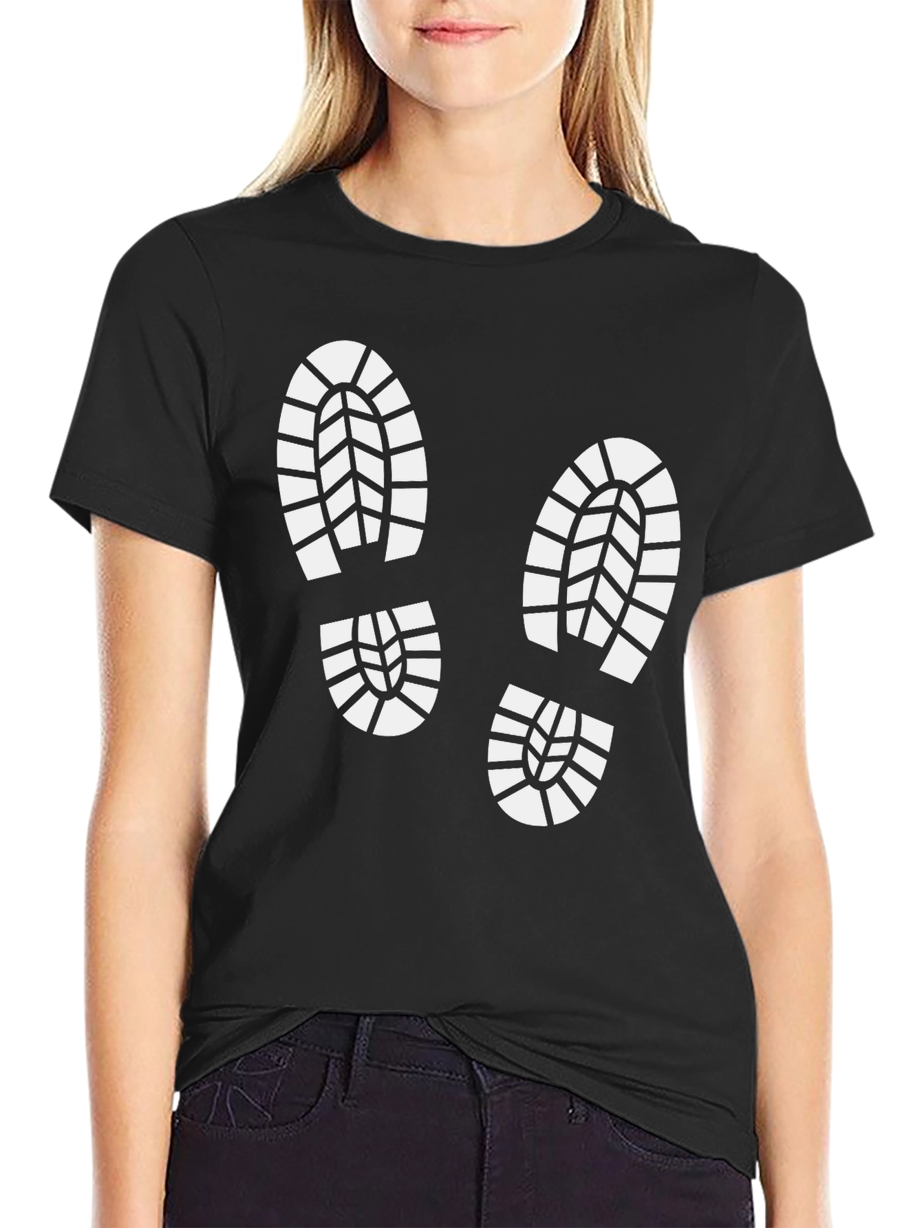 Footprint Graphic Tee - Black Cotton T-Shirt