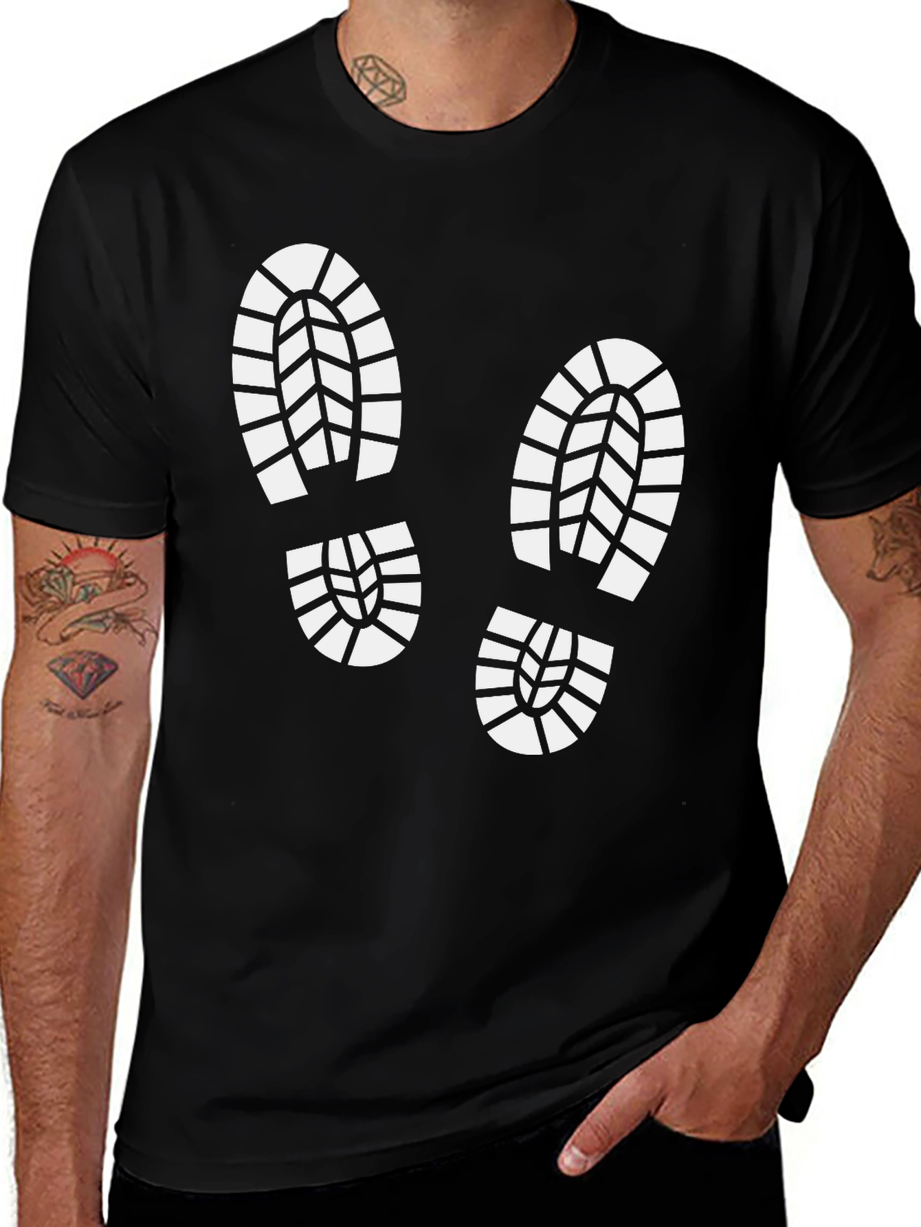 Footprint Graphic Tee - Black Cotton T-Shirt