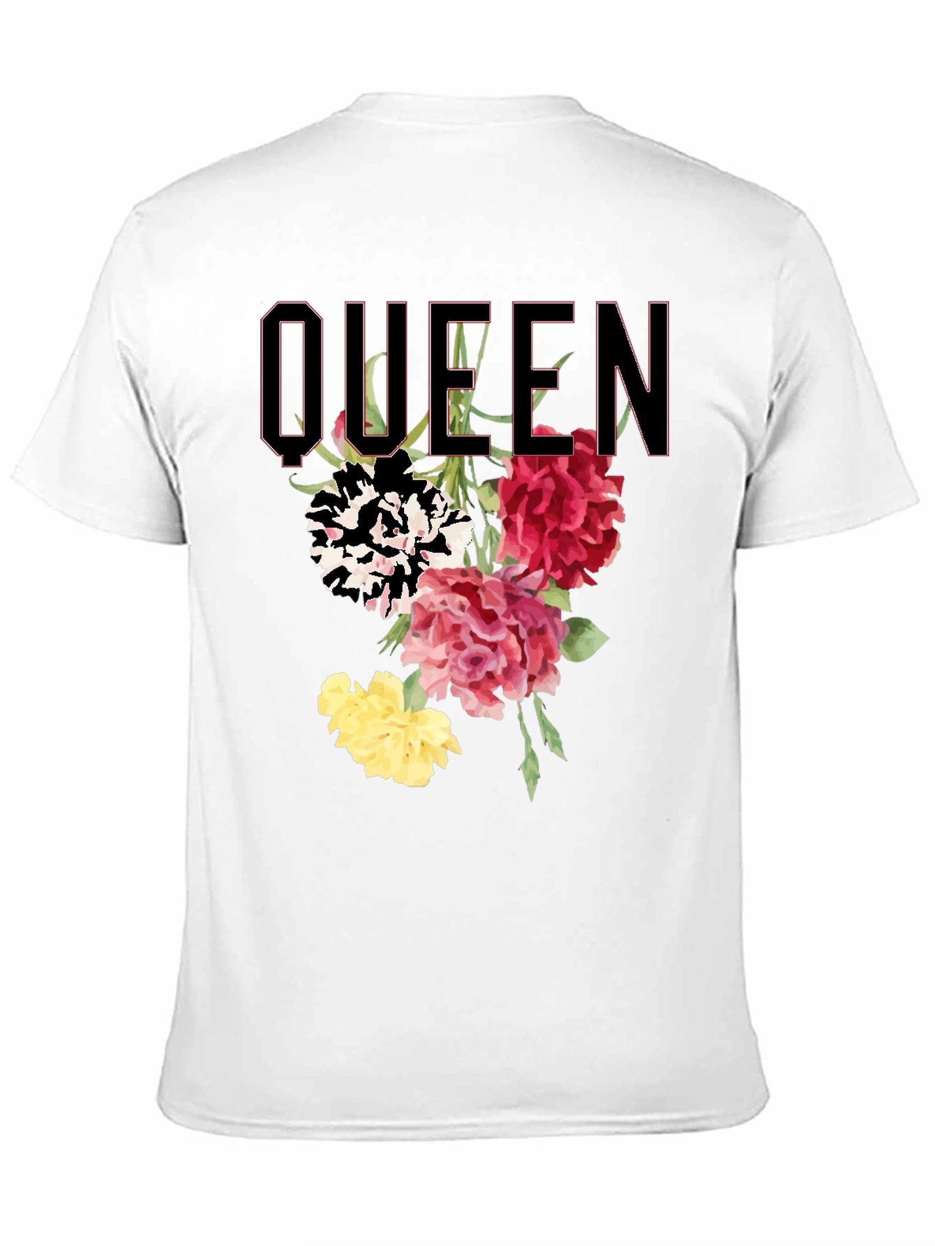 Queen Floral Print Black T-Shirt