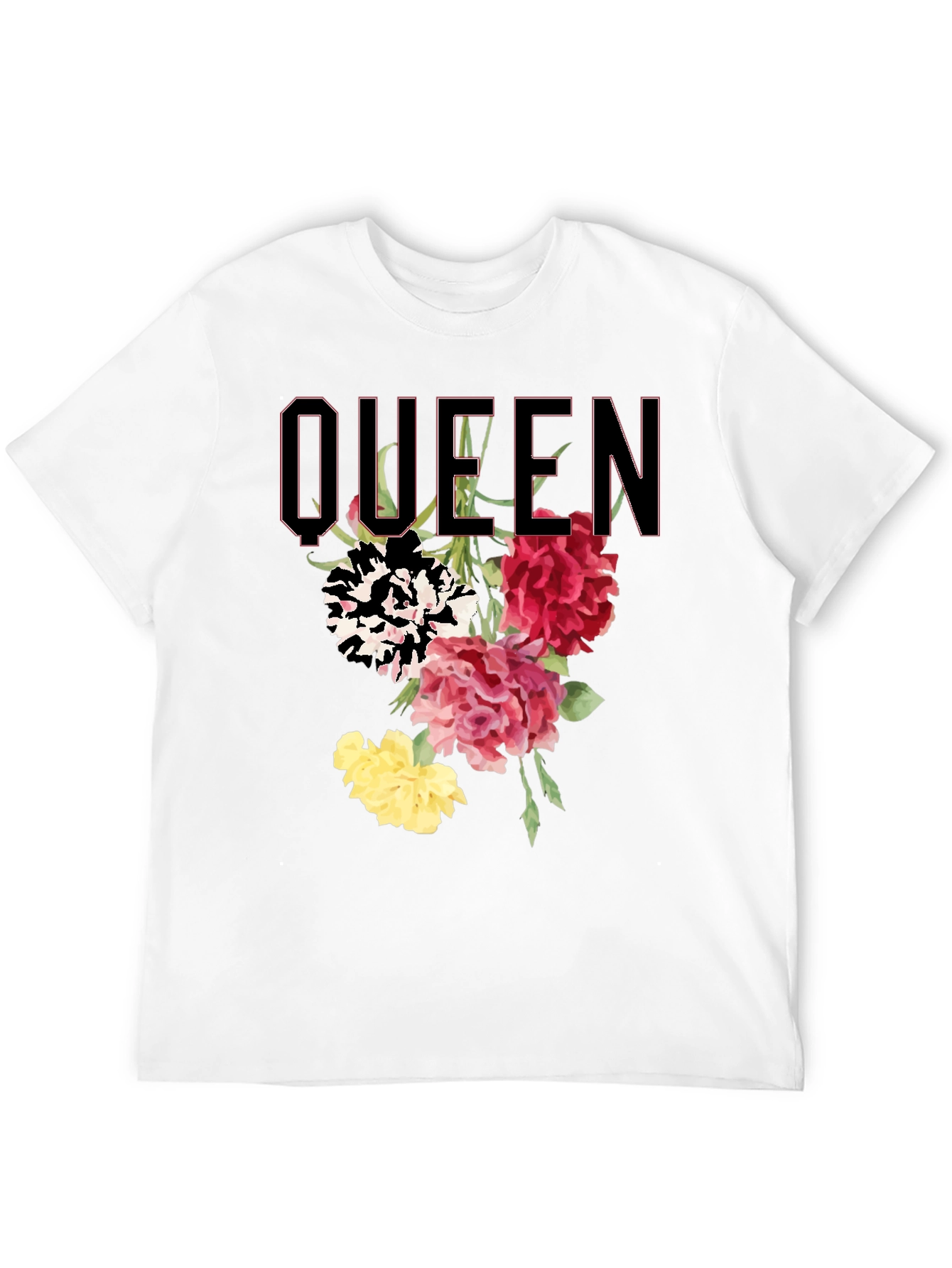 Queen Floral Print Black T-Shirt
