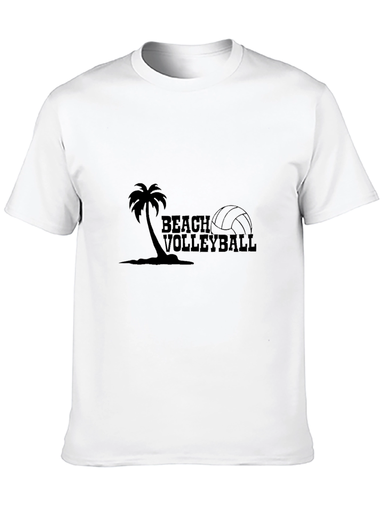 Black Beach Volleyball Palm Tree Graphic Tee
