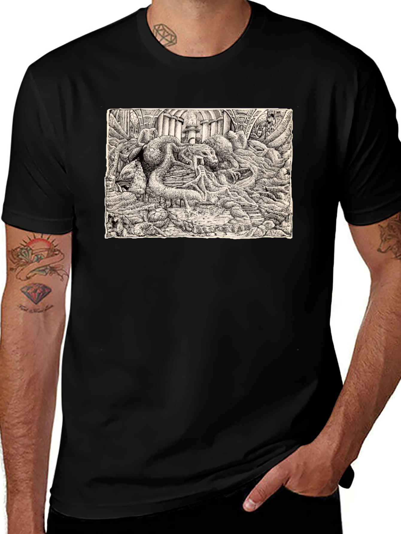 Graphic Dragon Art Black T-Shirt