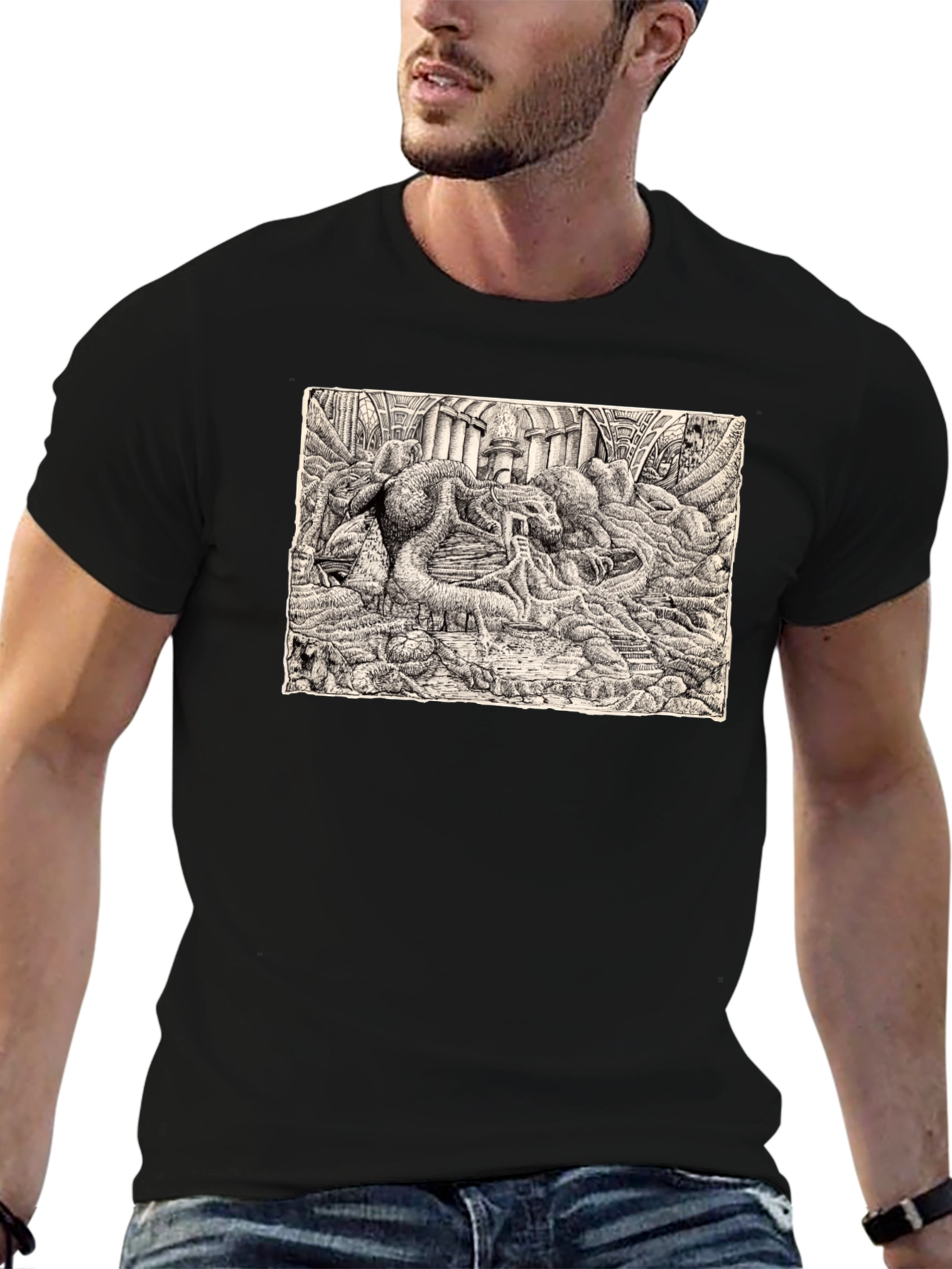 Graphic Dragon Art Black T-Shirt