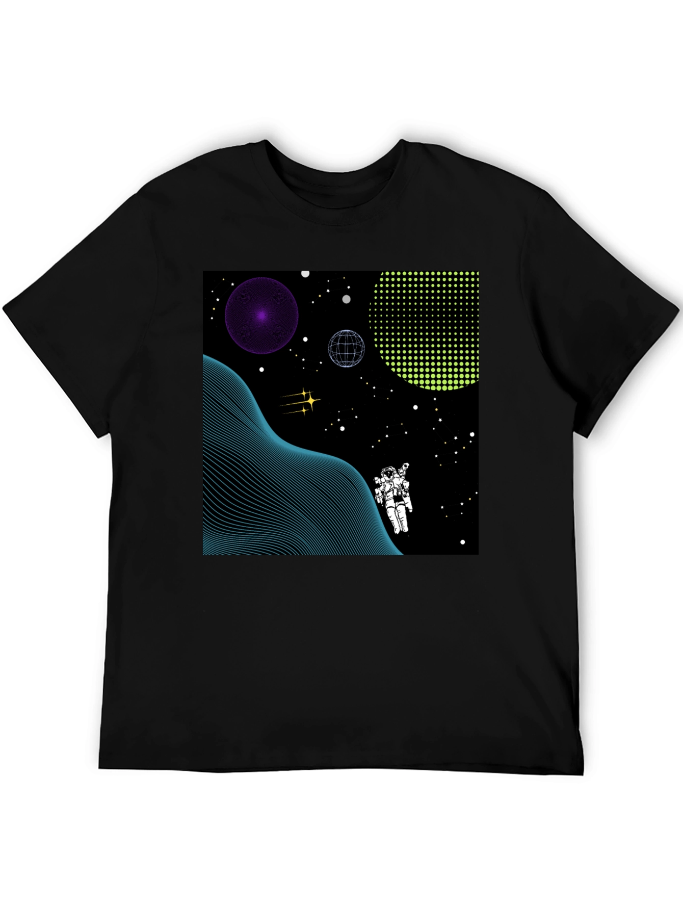 Astronaut Space Graphic Tee - Black Cotton T-Shirt