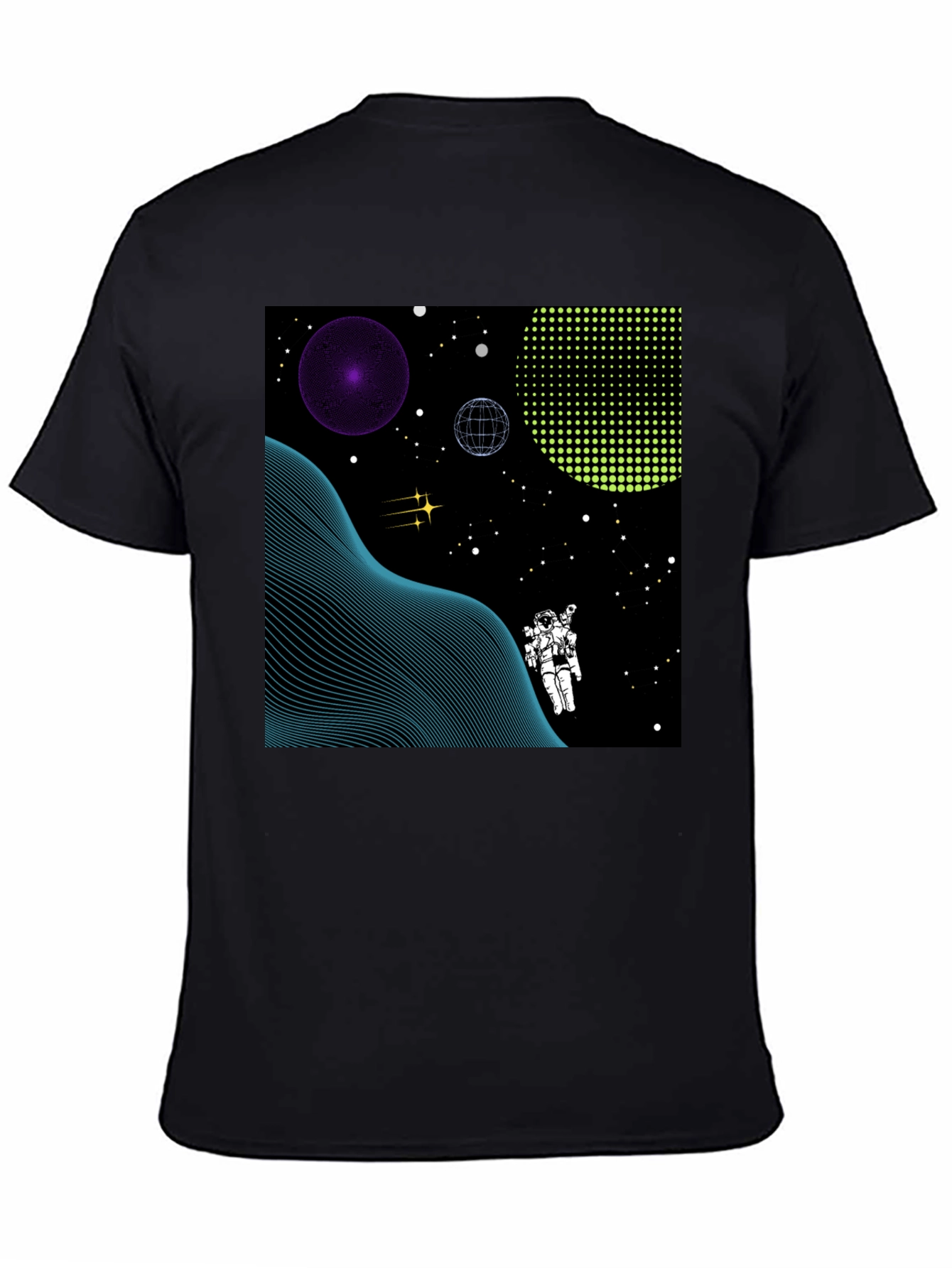 Astronaut Space Graphic Tee - Black Cotton T-Shirt
