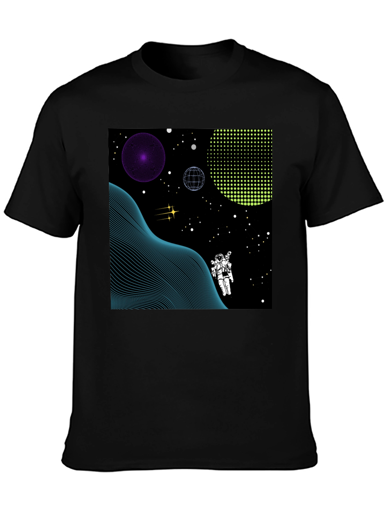 Astronaut Space Graphic Tee - Black Cotton T-Shirt