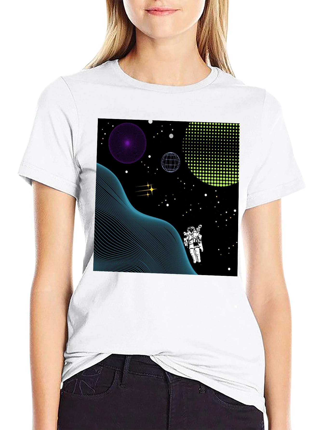 Astronaut Space Graphic Tee - Black Cotton T-Shirt