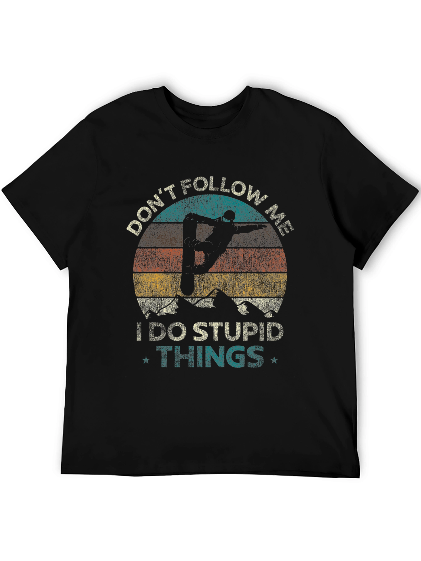 Retro Skiing T-Shirt - Dont Follow Me - Black