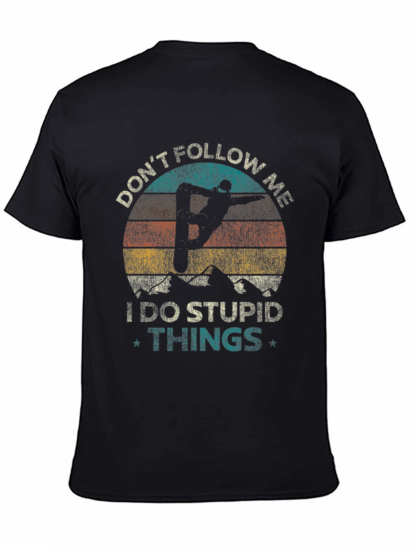 Retro Skiing T-Shirt - Dont Follow Me - Black